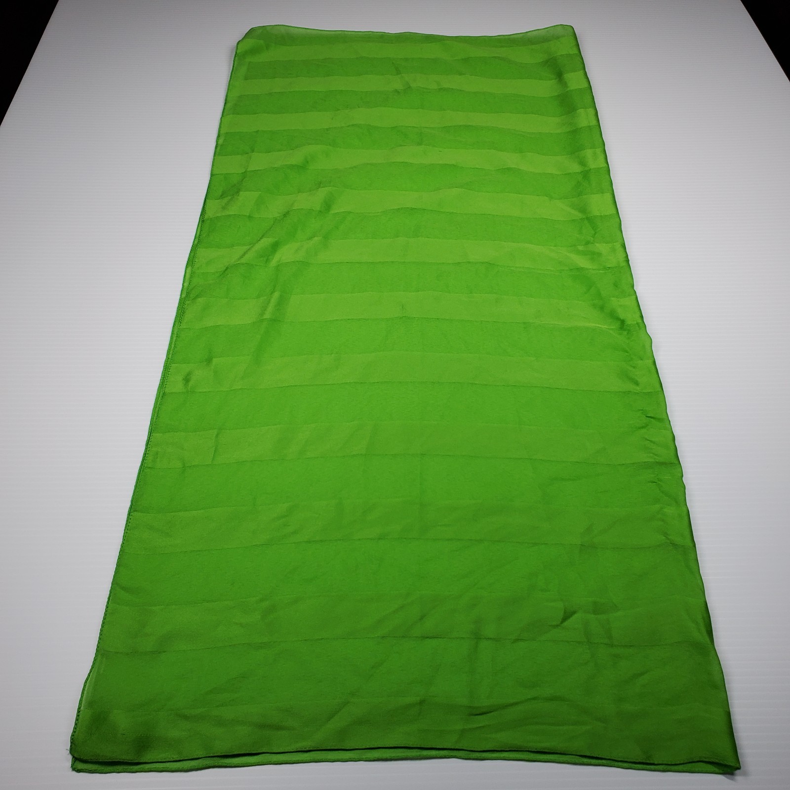 Large Square Polyester Accent Scarf Wide Stripe Two Tone Green Sz 68″ x 32″