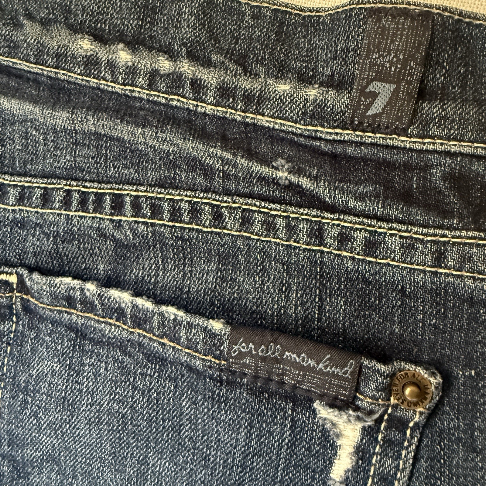 7 For All Mankind Bootcut Distressed Organic Cotton Jeans – Size 29 Low Rise