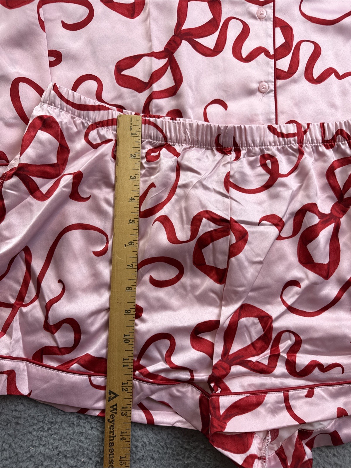 JoySpun Womens Plus Size 2X 18W/20W Pink Ribbons Satin Top & Shorts Pajama Set