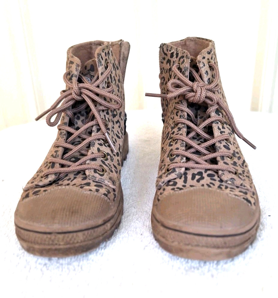 Skeckers Womens Hightops 5 Leather And Man Made Animal Print Inside Zip Lace-up
