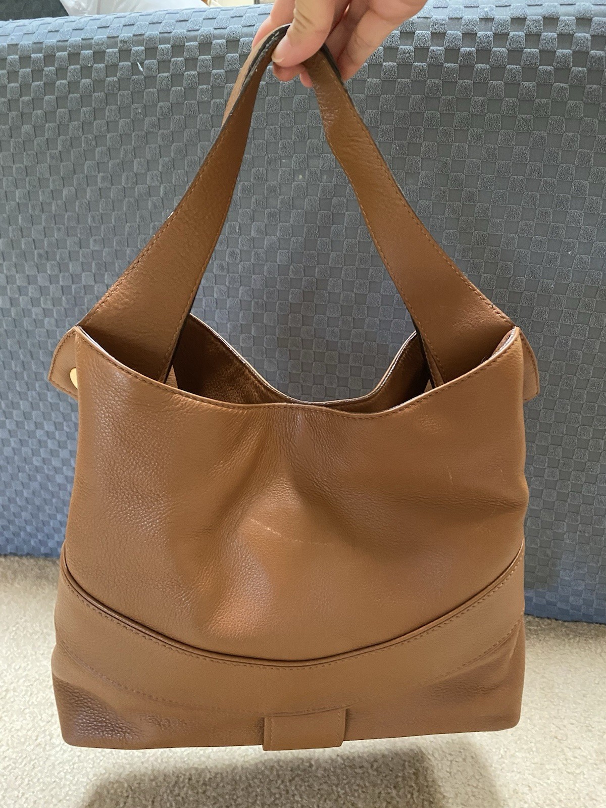 Michael Kors Brown Pebbled Hobo Shoulder Bag Gold Hardware Zip, Pockets
