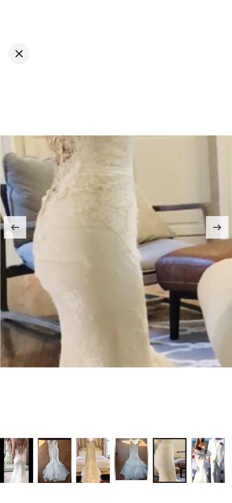 Inbal Dror Ivory Lace Strapless Mermaid/Trumpet Tulle Train Wedding Dress