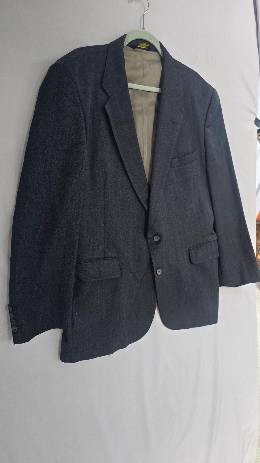 Deansgate Blazer Sport Coat Mens 42R Gray Herringbone Wool Made USA 2 Button