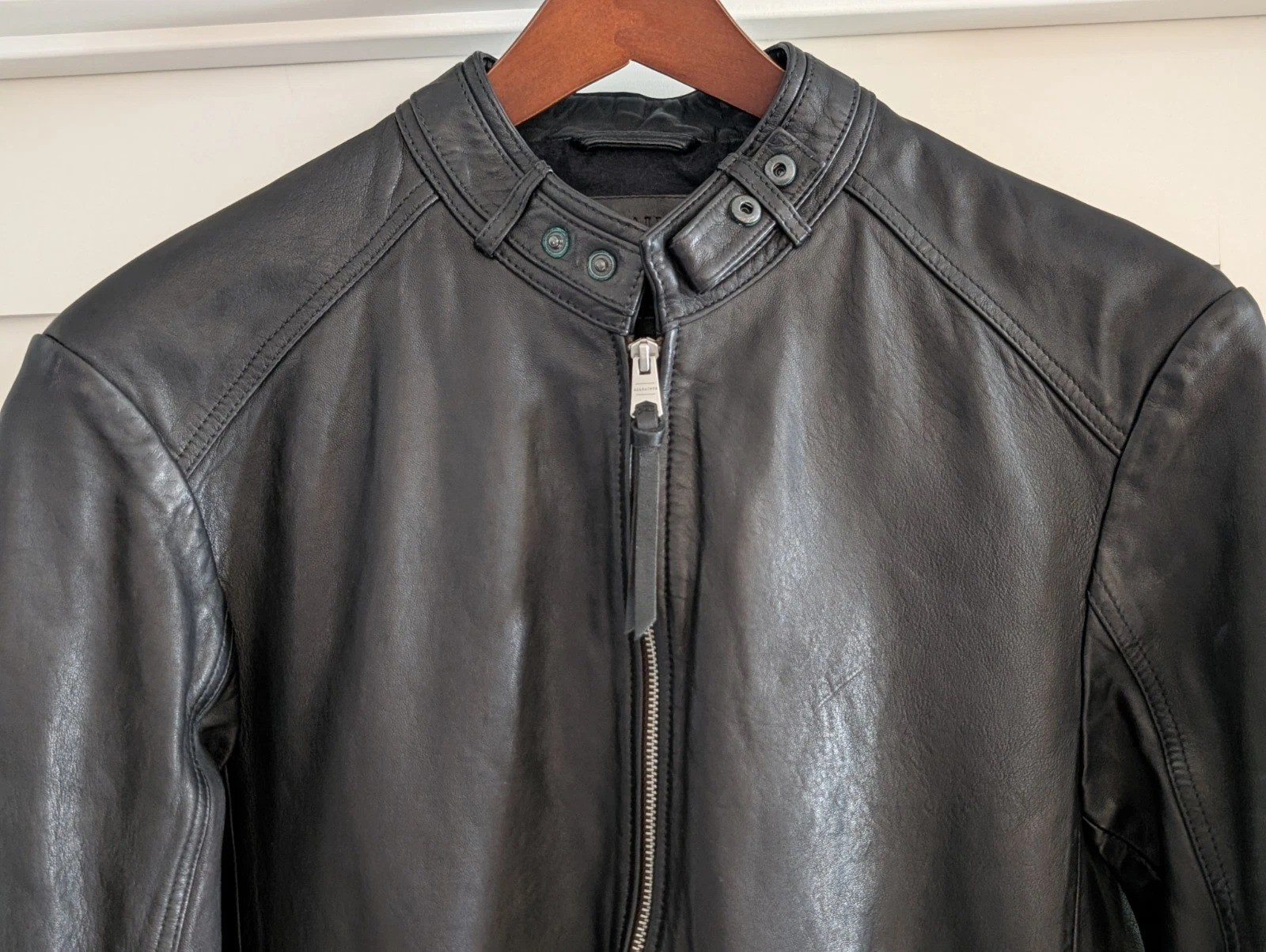 AllSaints Cora Leather Jacket Men’s Size Large Jet Black Celebrity Grail COLT