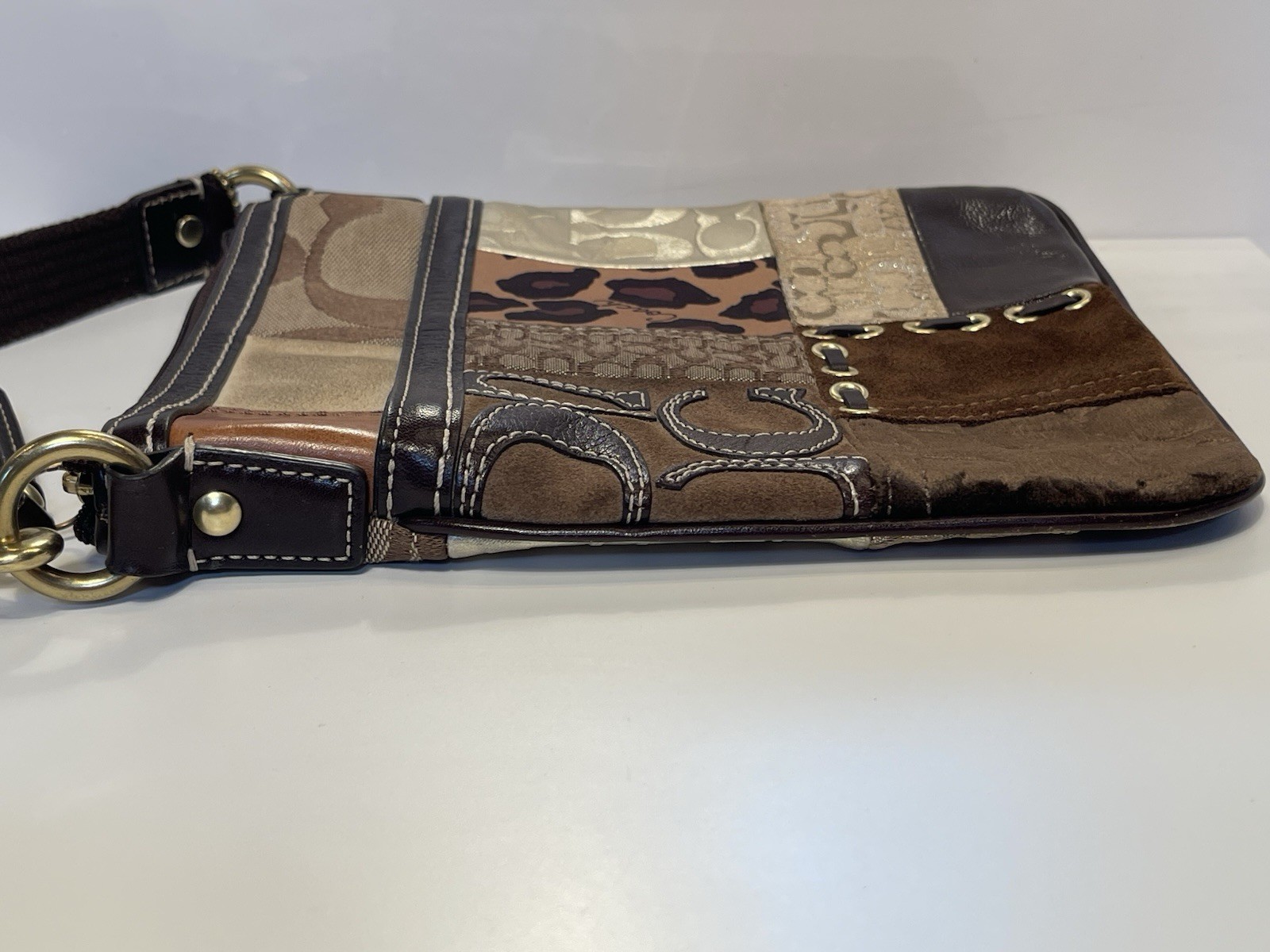 Coach Patchwork Cross body Animal Print Leather Suede Velour Coach Logo Y2K Bag