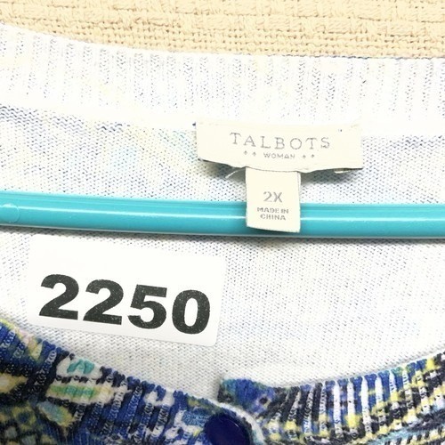 NWOT Talbots Blue/Green Floral Paisley Bouton Front Cardigan Women 2X China