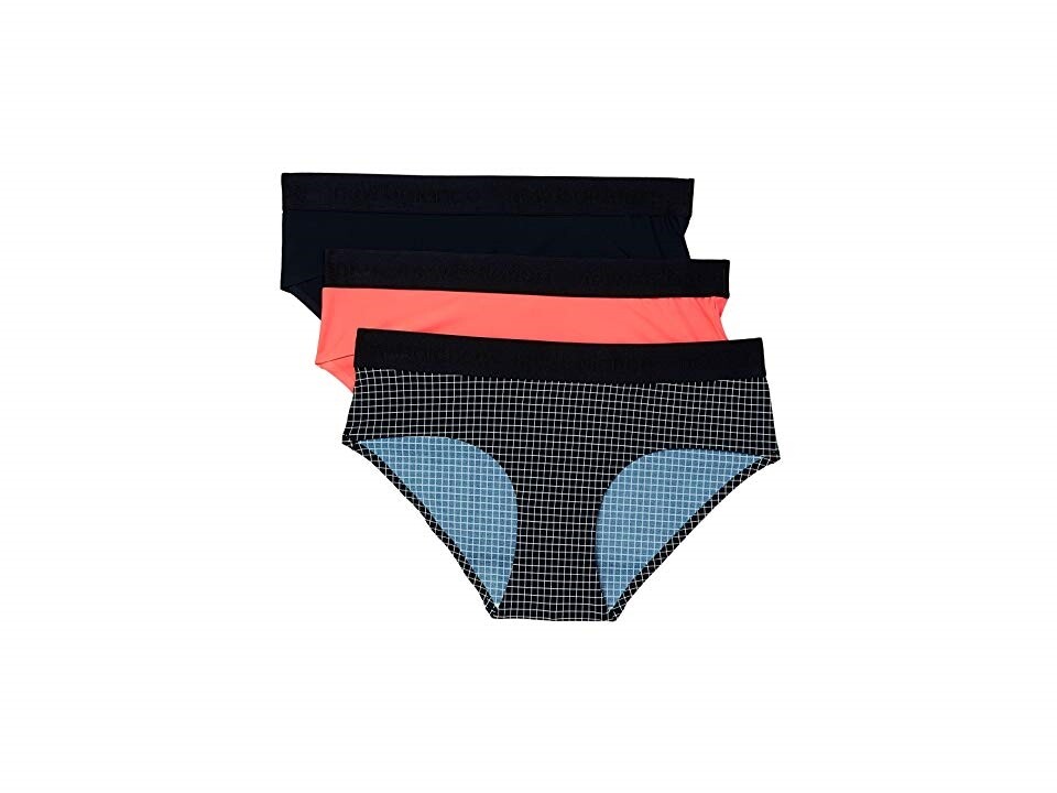 New Balance 173386 Womens Hipster Panties 3-Pack Grid/Guava/Black Size Large