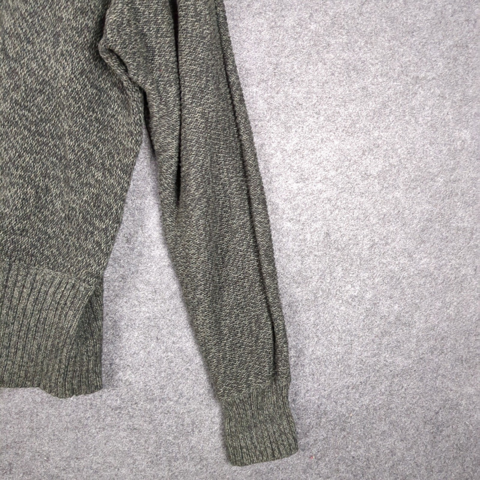 Ralph Lauren Petite Large Olive Green Marl Cotton Surplice Cardigan Sweater