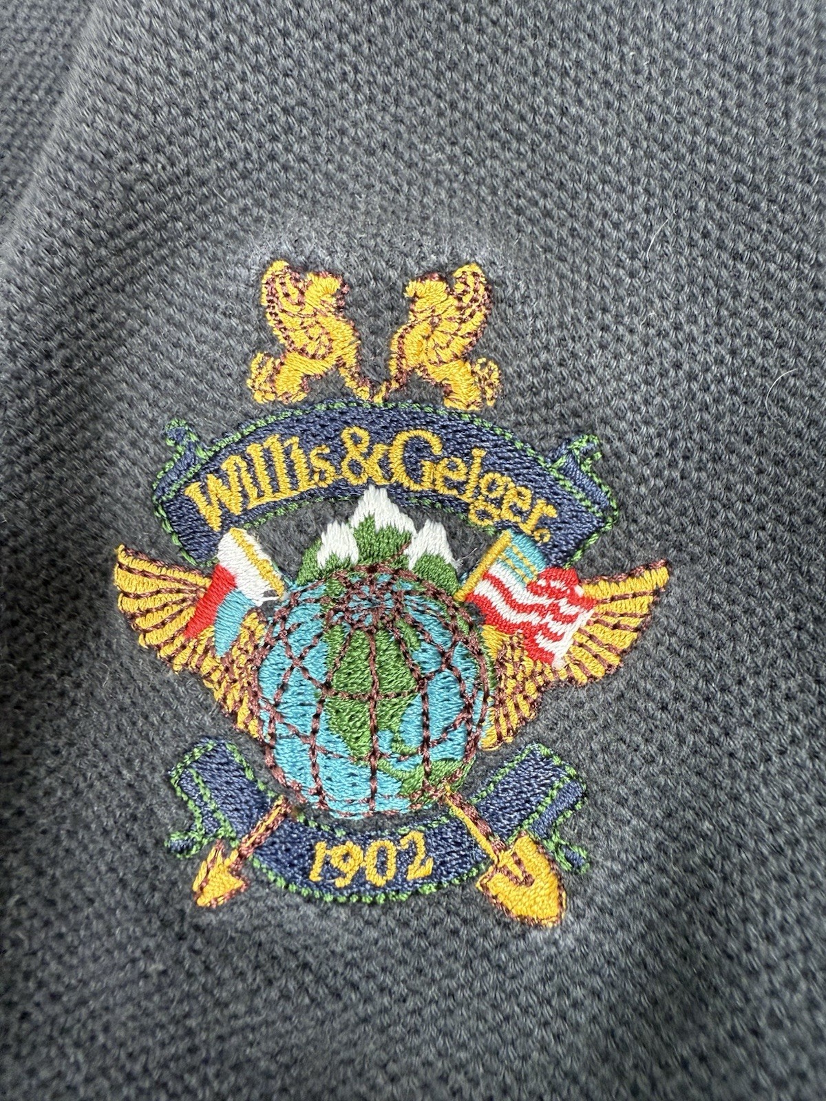 Vtg Willis Geiger Mens Polo Shirt Crest Medium Oversized Heavyweight Hong Kong