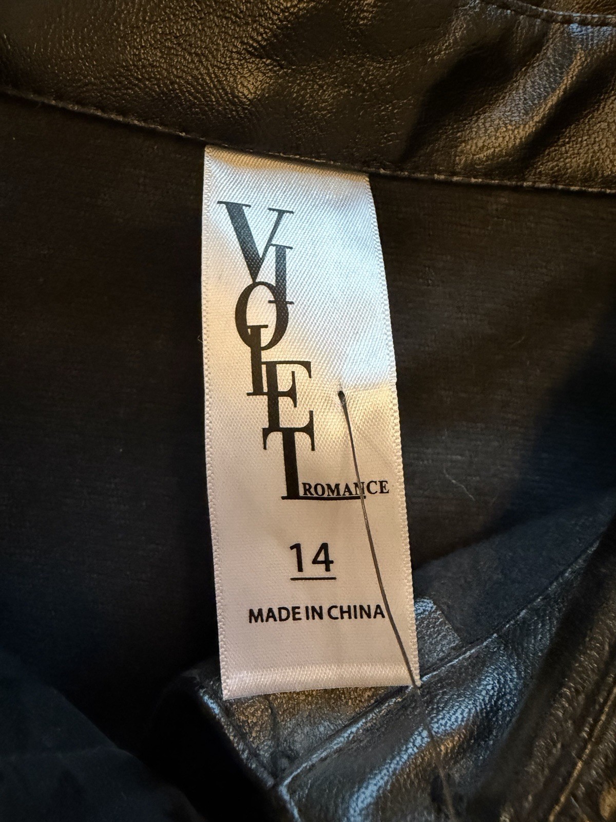 Violet Romance Women’s Black Belted Button Faux Leather Jacket Size 14