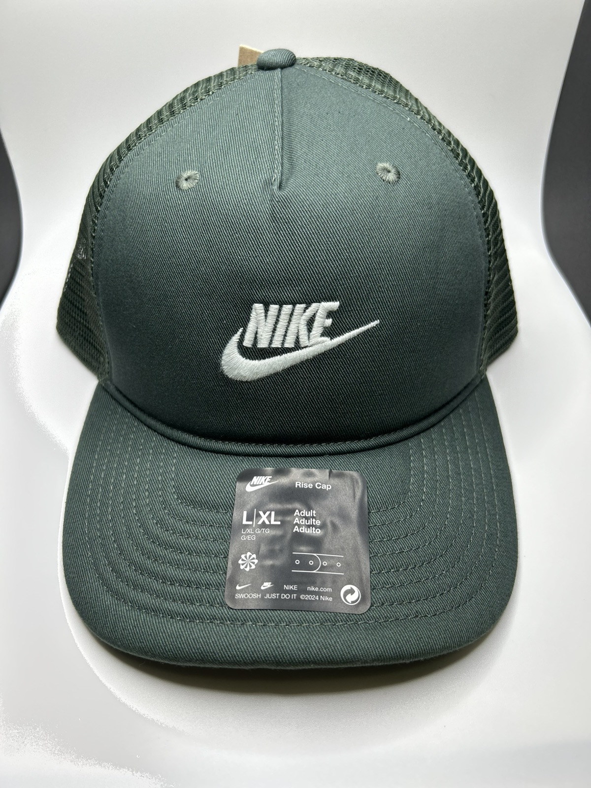 Nike Rise Structured Trucker Cap Hat Mens Size L/XL Vintage Green FB5378-338 NWT