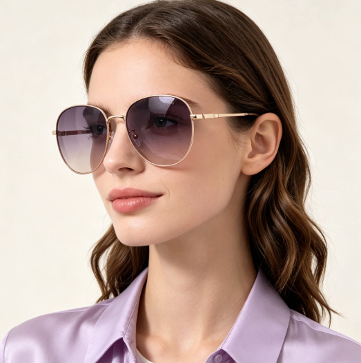 Gucci GG1142S Metal Sunglasses Gold Frame Purple Gradient Lens 56-19-145