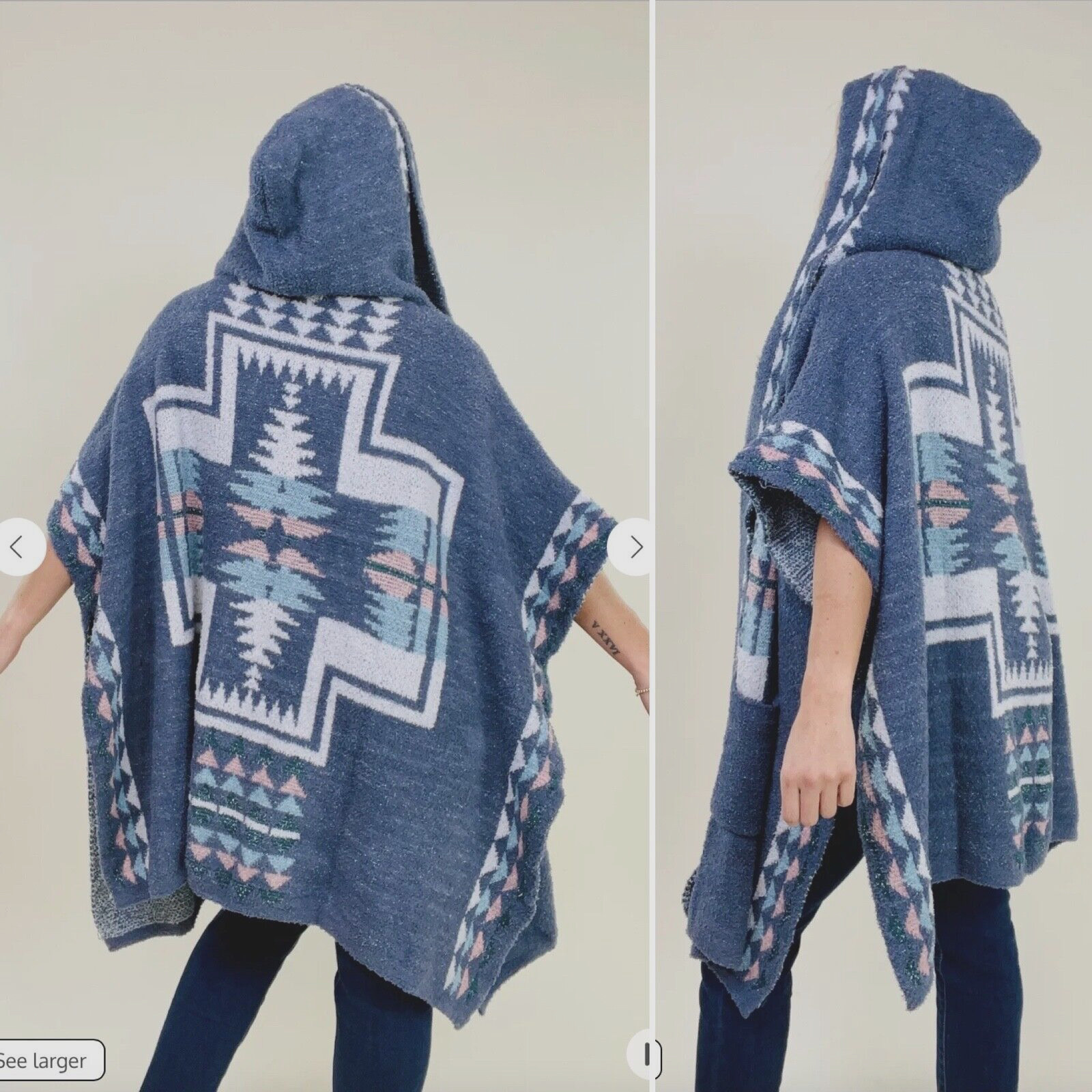 Davi & Dani Unicorn Tribe Berber Fleece Poncho Hoodie Oversized S M NWOT Soft