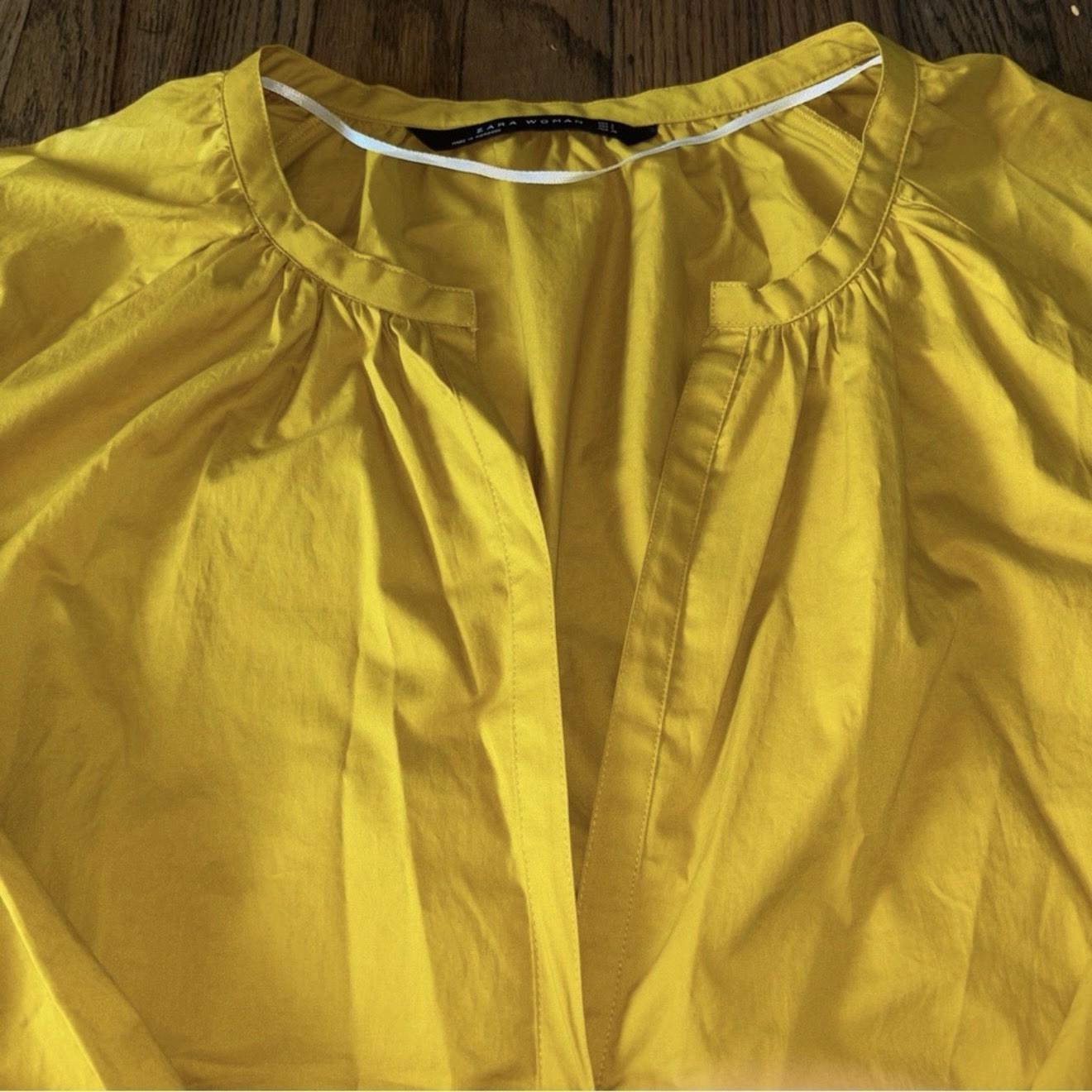 Zara Woman Blouse 97% Cotton / 3% Elastane Yellow Mustard Size S