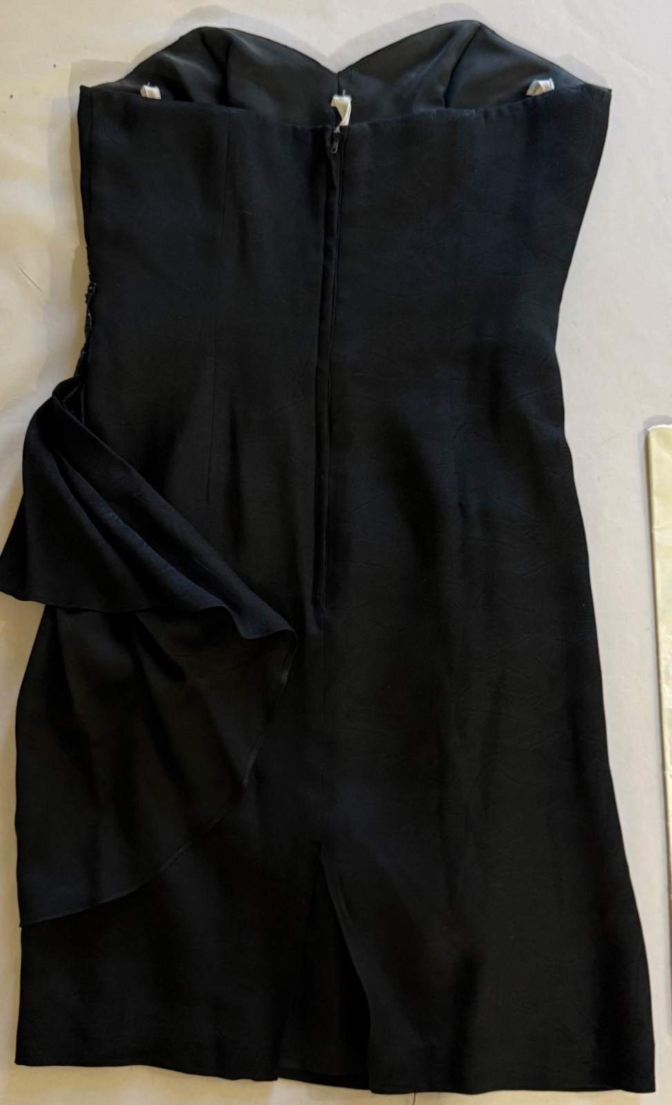Silk Studio Black Silk Strapless Cocktail Dress with Beaded Waist Accent