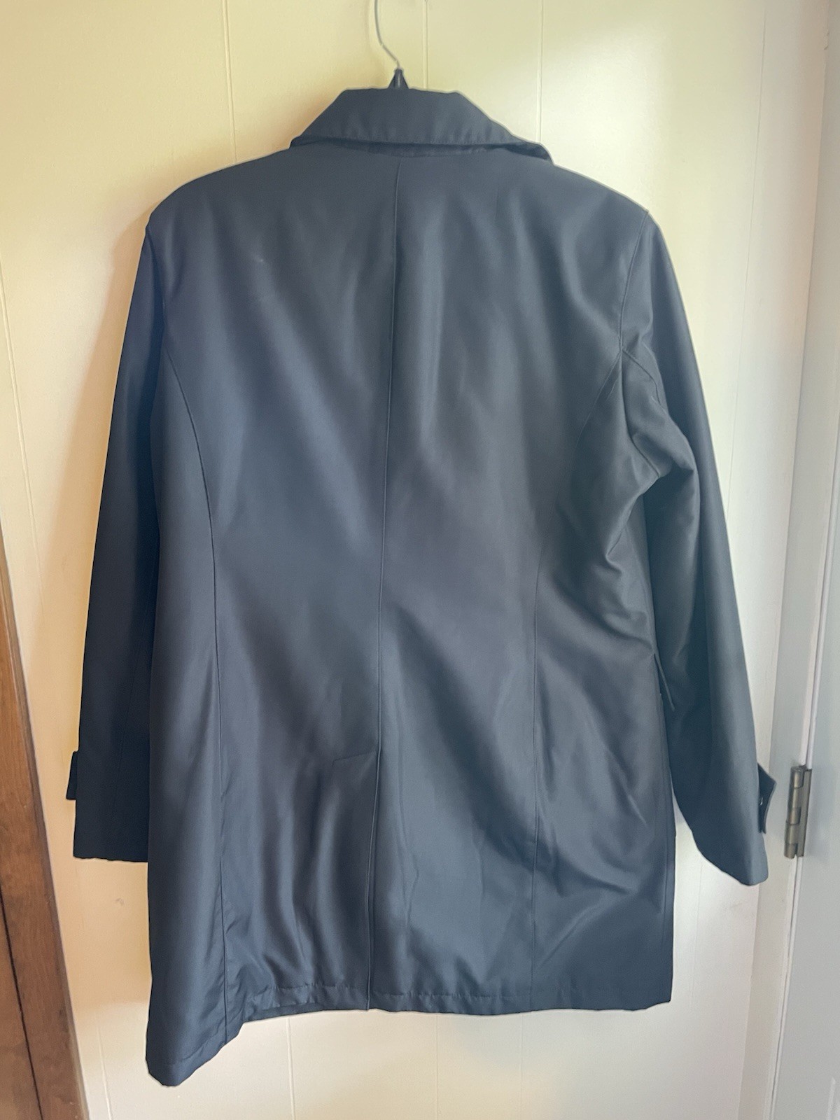 Worthington Women’s Black Lined Mid-Length Jacket L Zip Snap Collared Pockets