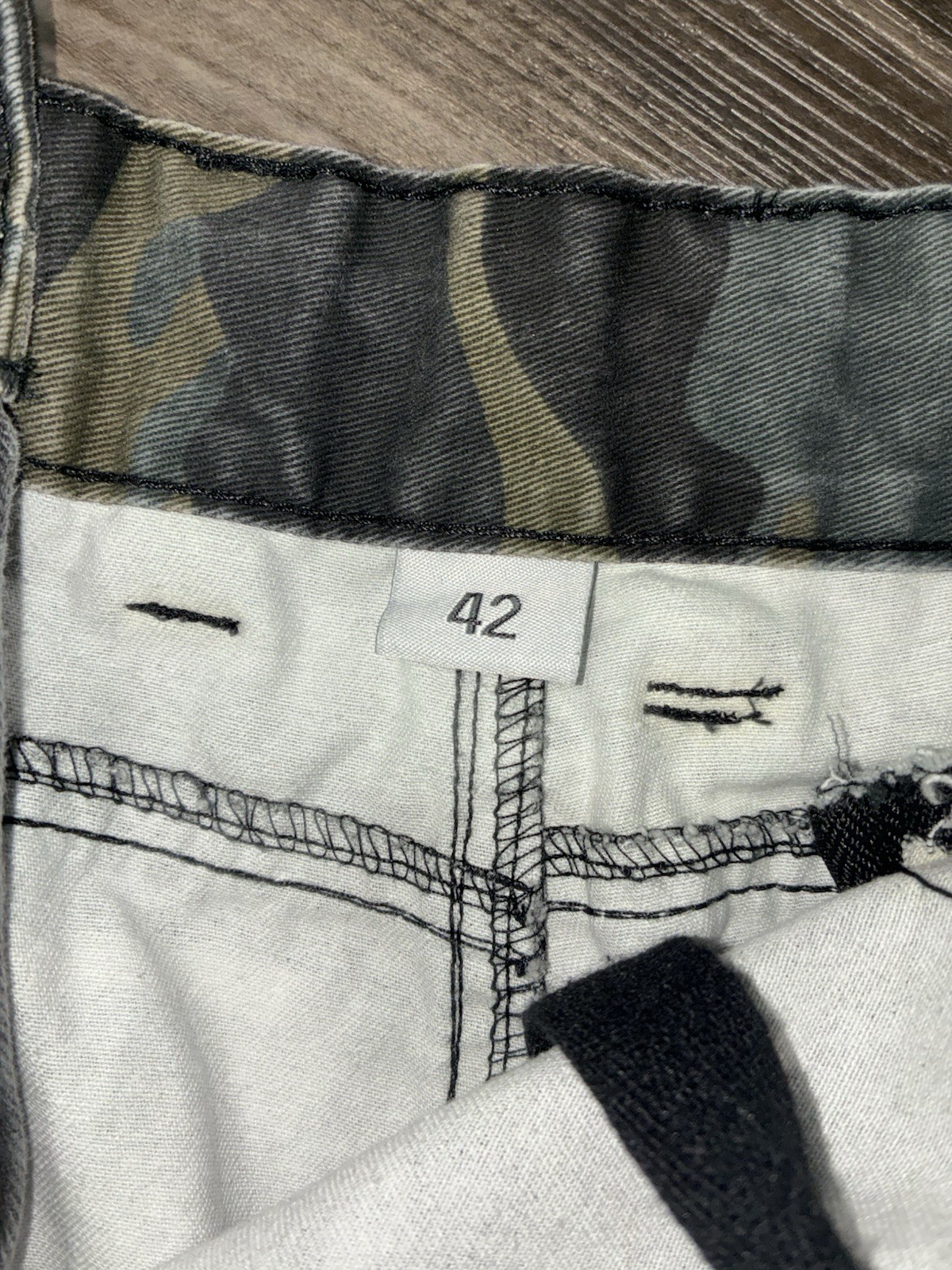 Men’s Camouflage Cargo Pants Size 42 Regular Black Gray Green Cotton Canvas