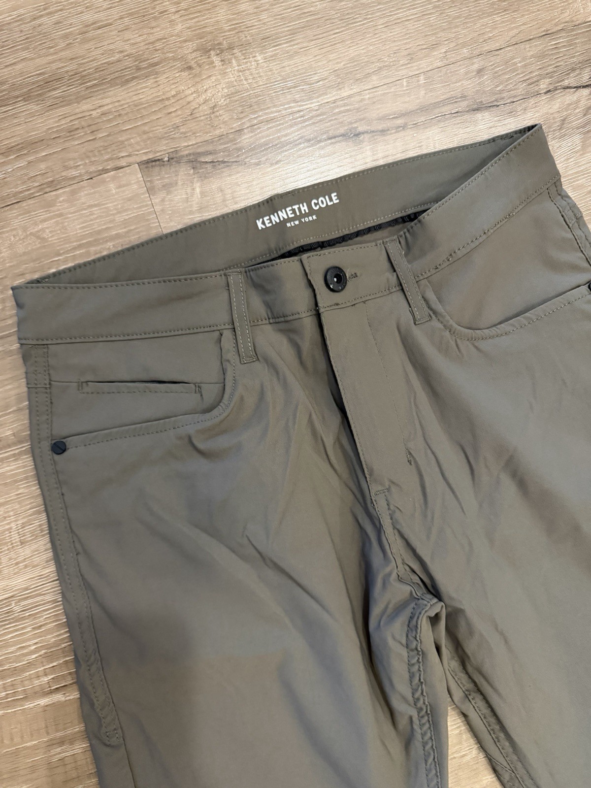 Kenneth Cole Techni-Cole Slim Fit Tech Pants 30W Green Stretch Water Repel