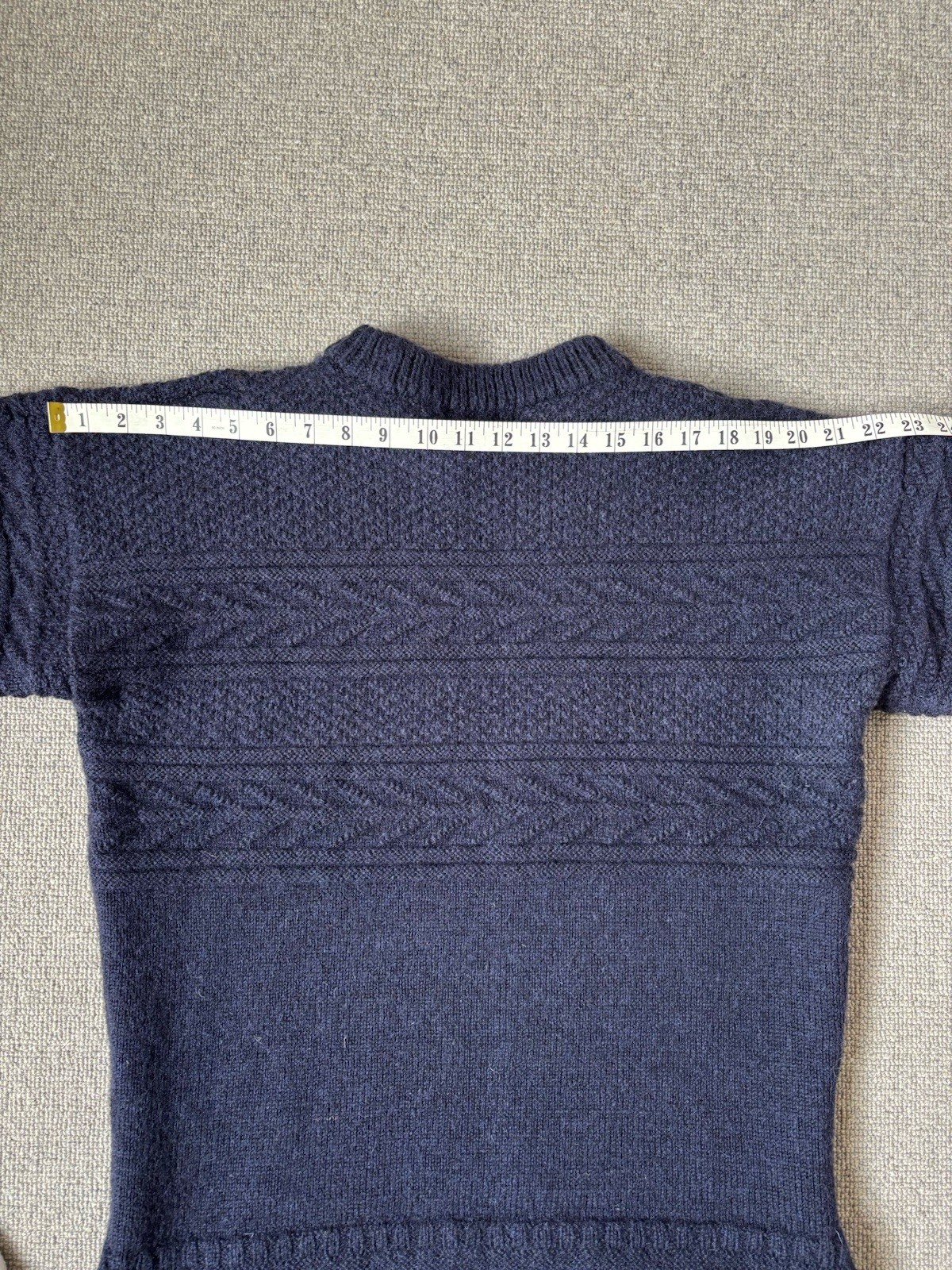 Traditional Guernsey British Wool Naturally Fisherman Jumper Navy Gansey M