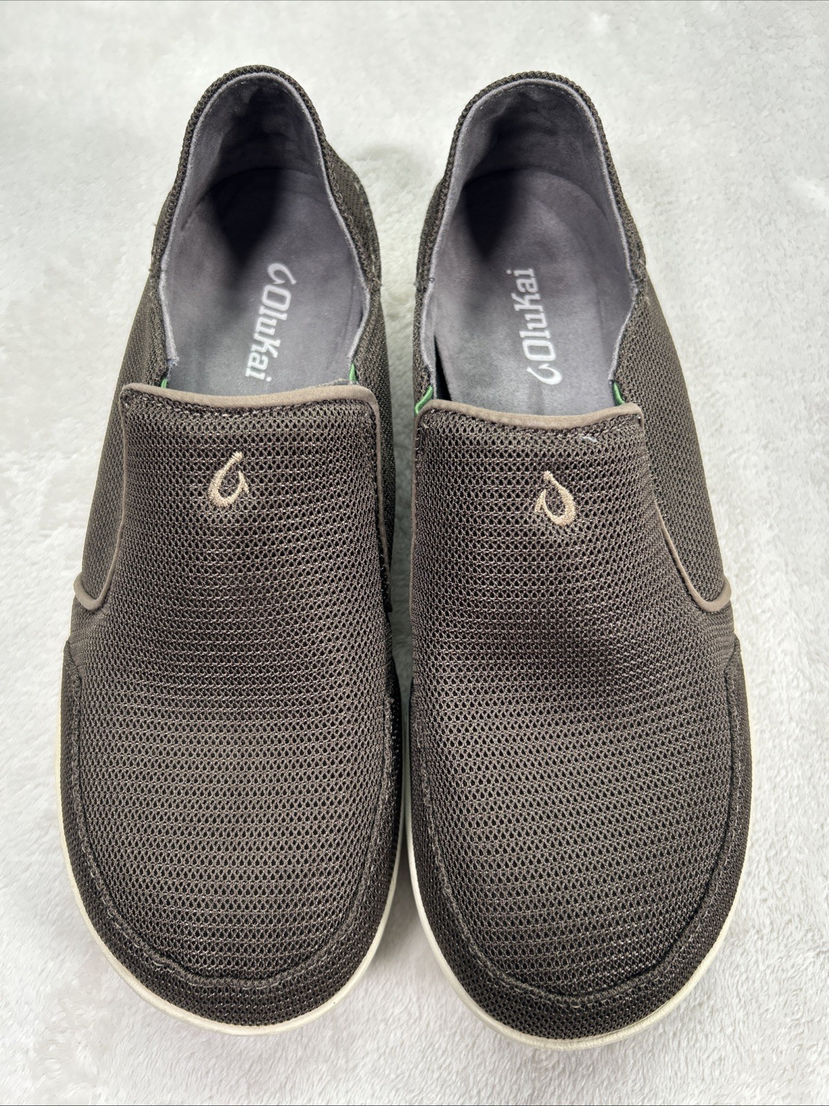 Olukai Mens Nohea Mesh Slip On Shoe Loafer Size 9 Brown Lime Green Drop Heel