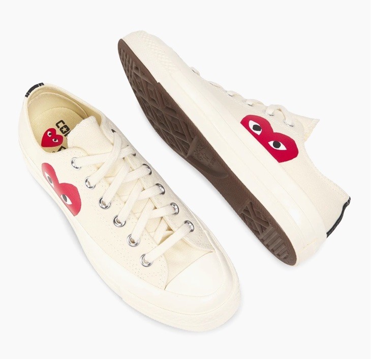 $150 Converse Comme des Garçons Play x Chuck 70 Low Multi Heart Red M-8.5,W-10.5