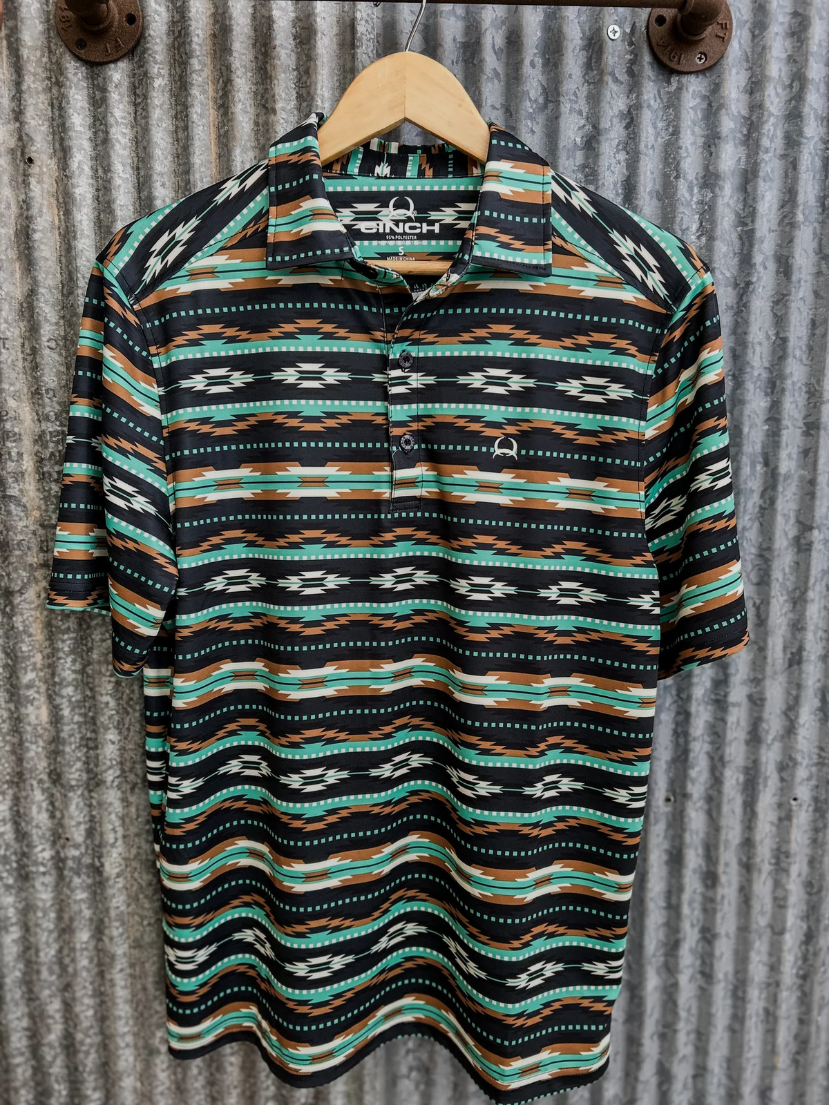 Cinch Men’s Southwestern Print Polo Shirt Western Performance Casual S-5XL