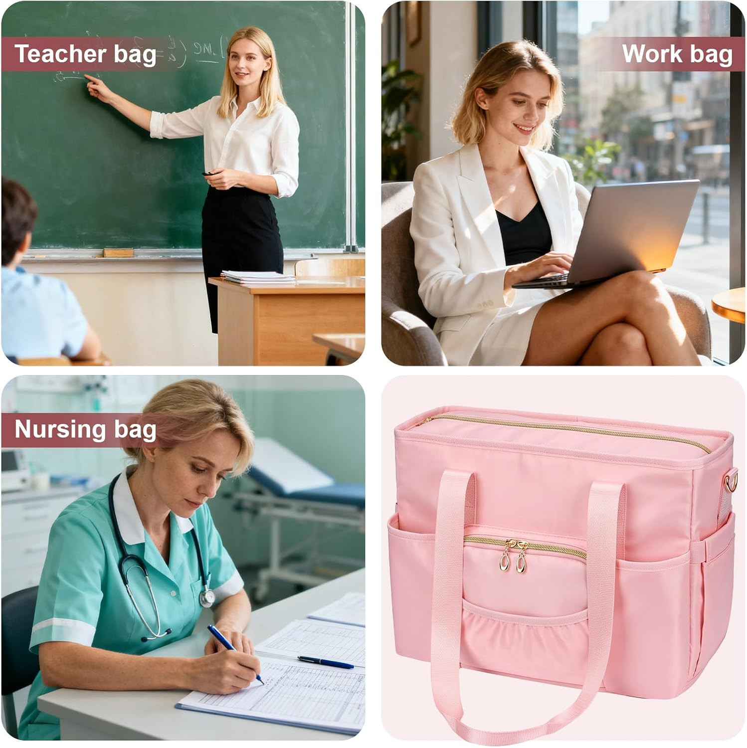 Nurse Bag, Work Bags with 15.6-Inch Laptop Compartment, Teacher Bag | Large Cup