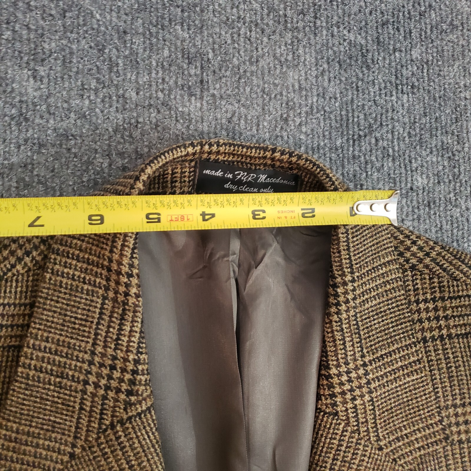 gianfranco italy collection hounds tooth blazer mens 44 r 100% lambs wool brown