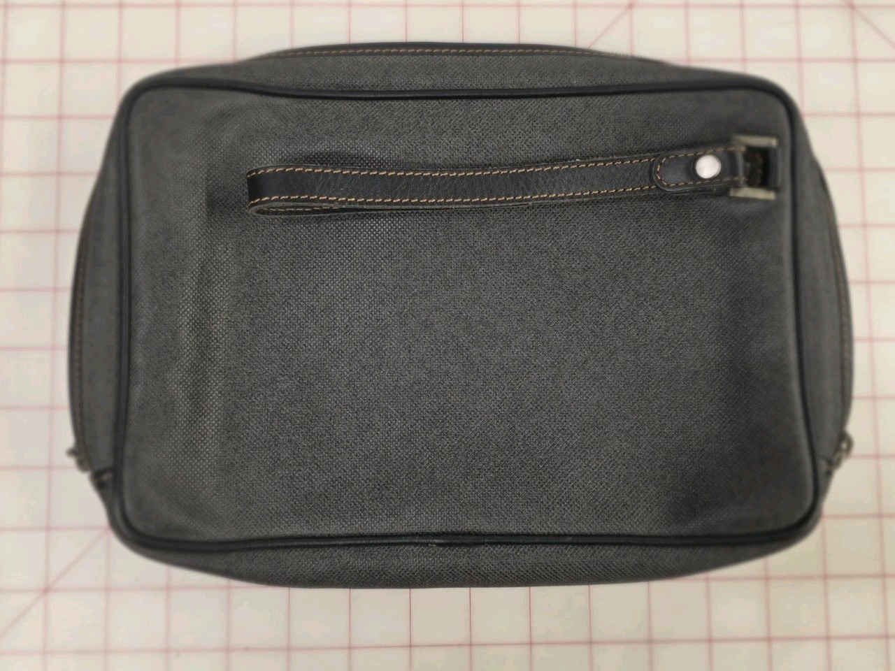 Dunhill Gray Leather Clutch Bag for Men 7.9×11 inches Genuine Leather Trim