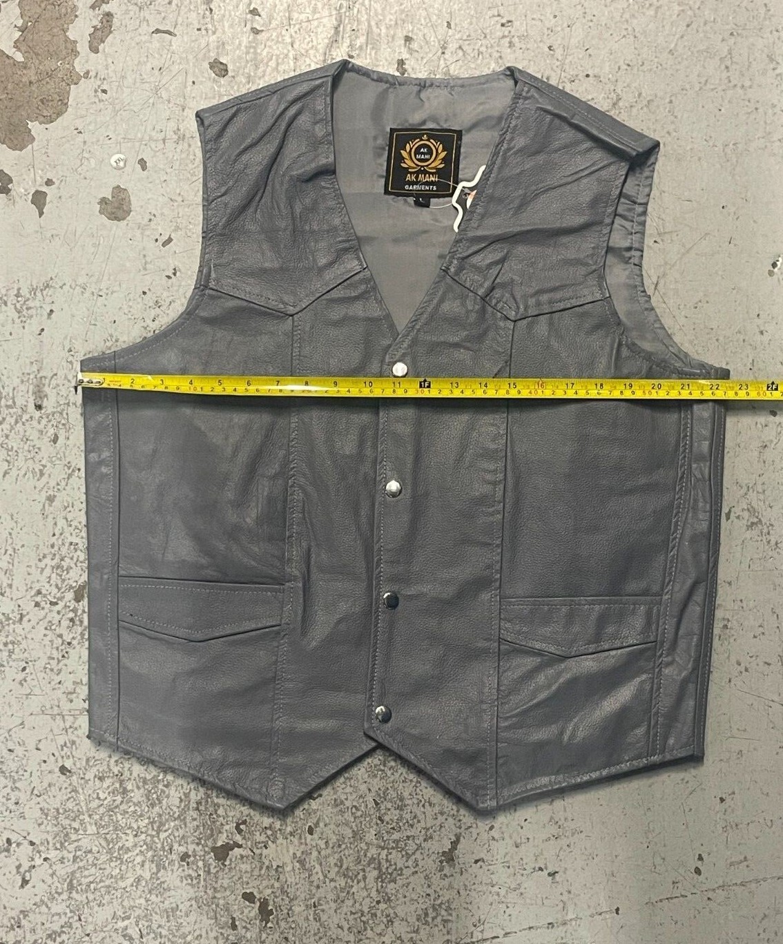 Men’s Grey Genuine Leather Motorcycle Biker Vest XS To 2XL New