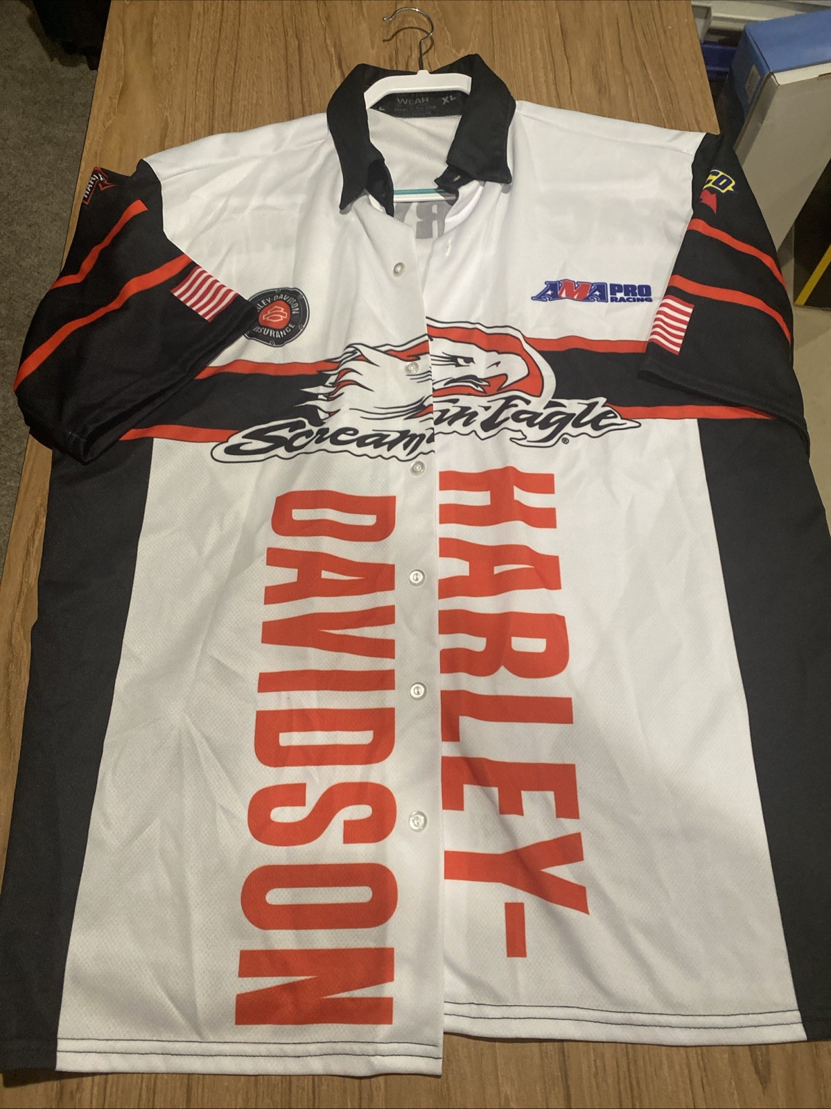 Motowear Men’s XL AMA Pro Racing Harley Davidson Screaming Eagle Button Down