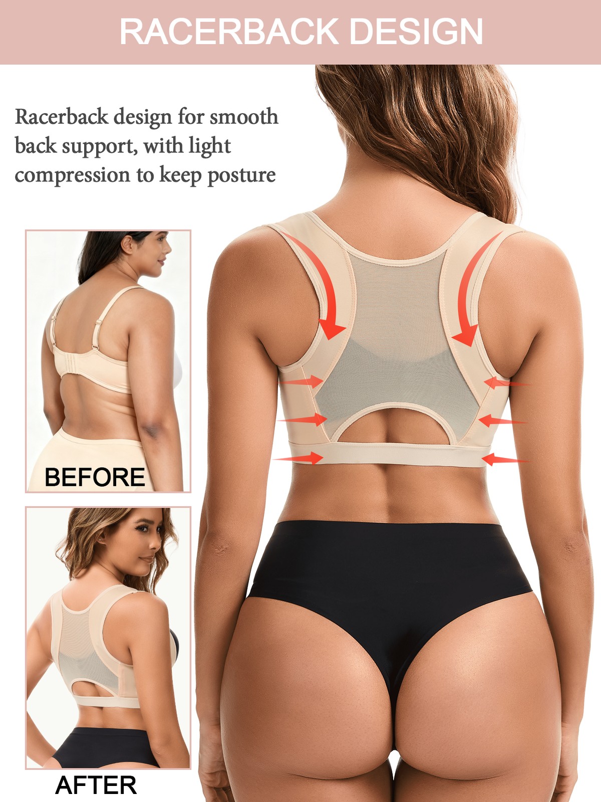 Faja De Compresion Para Mujer Talladora De Top Corrección Postural Push Up Bust