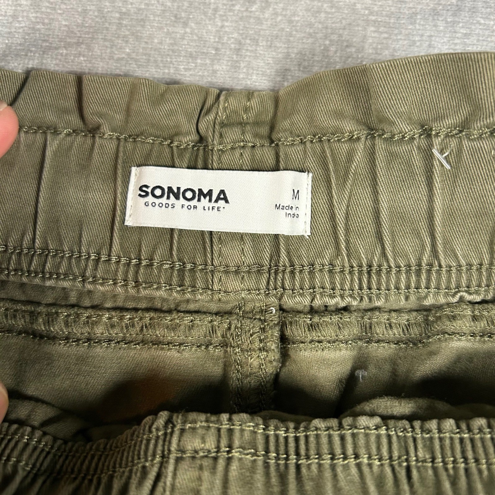 Sonoma Goods For Life Womens Olive Green Wide Leg Utility Paperbag Pants Size M