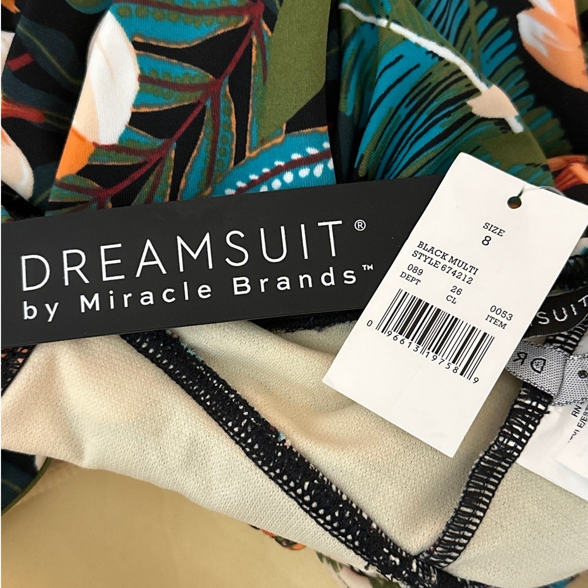 Dreamsuit by Miracle Brands Floral Halter One Piece Swimsuit Tummy Control Sz 8