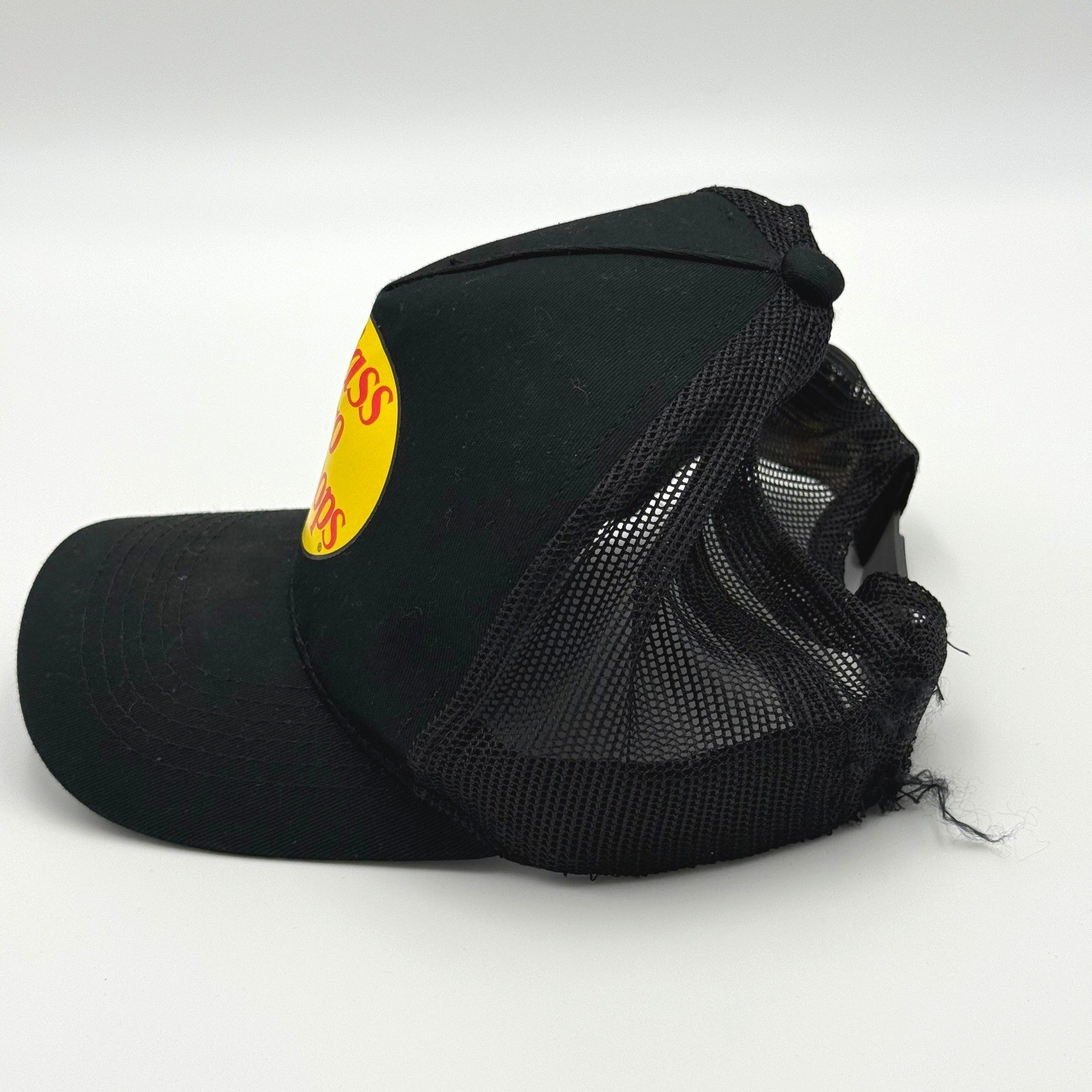 Bass Pro Shops Mesh Trucker Hat Black Snapback Fishing Cap Distressed OSFM