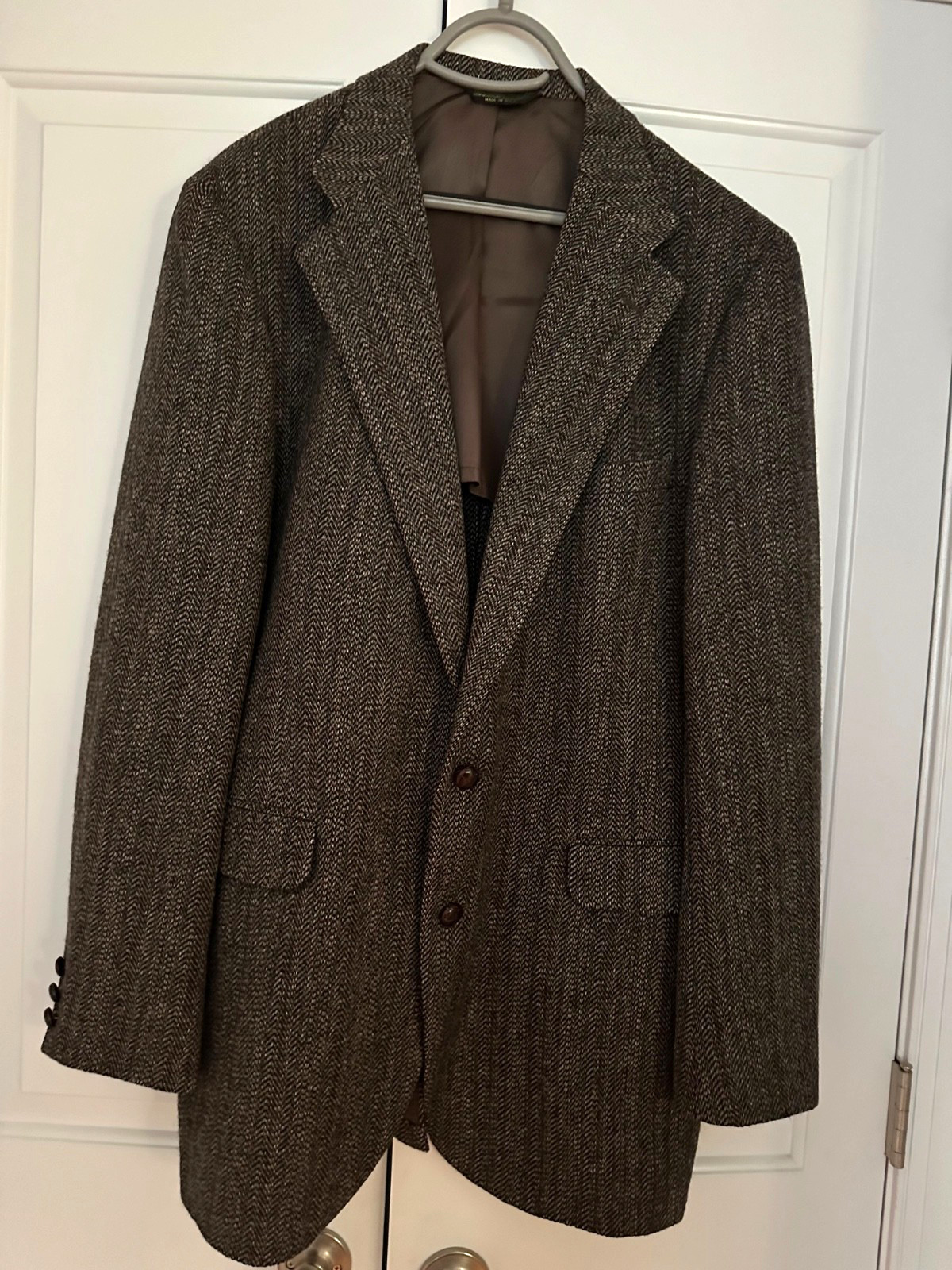 Deansgate Men’s Sport Coat Blazer Two Button Brown Lambswool Herringbone 44L*