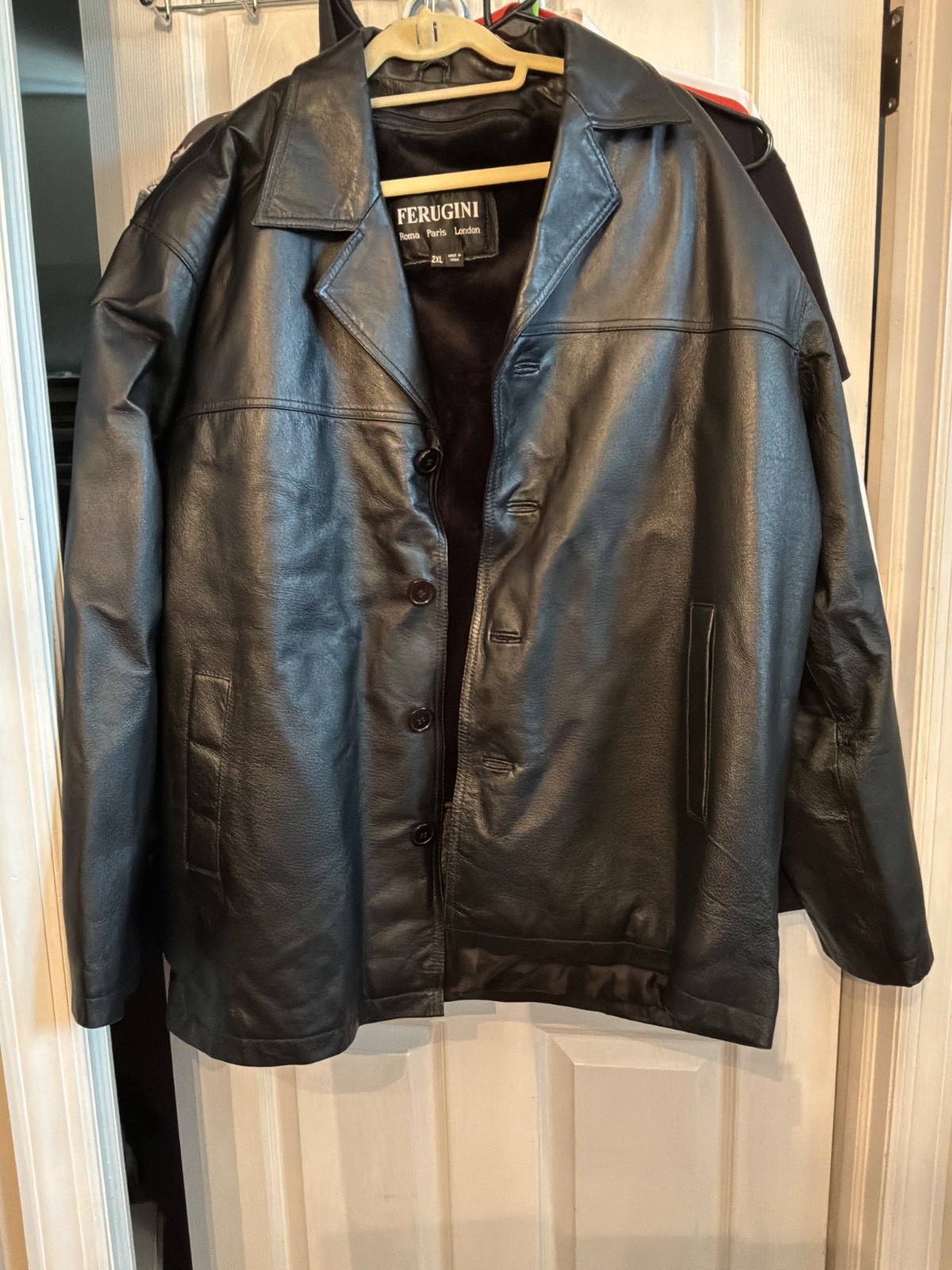 Mens Ferugini leather jacket with removal insulated lining 2 X