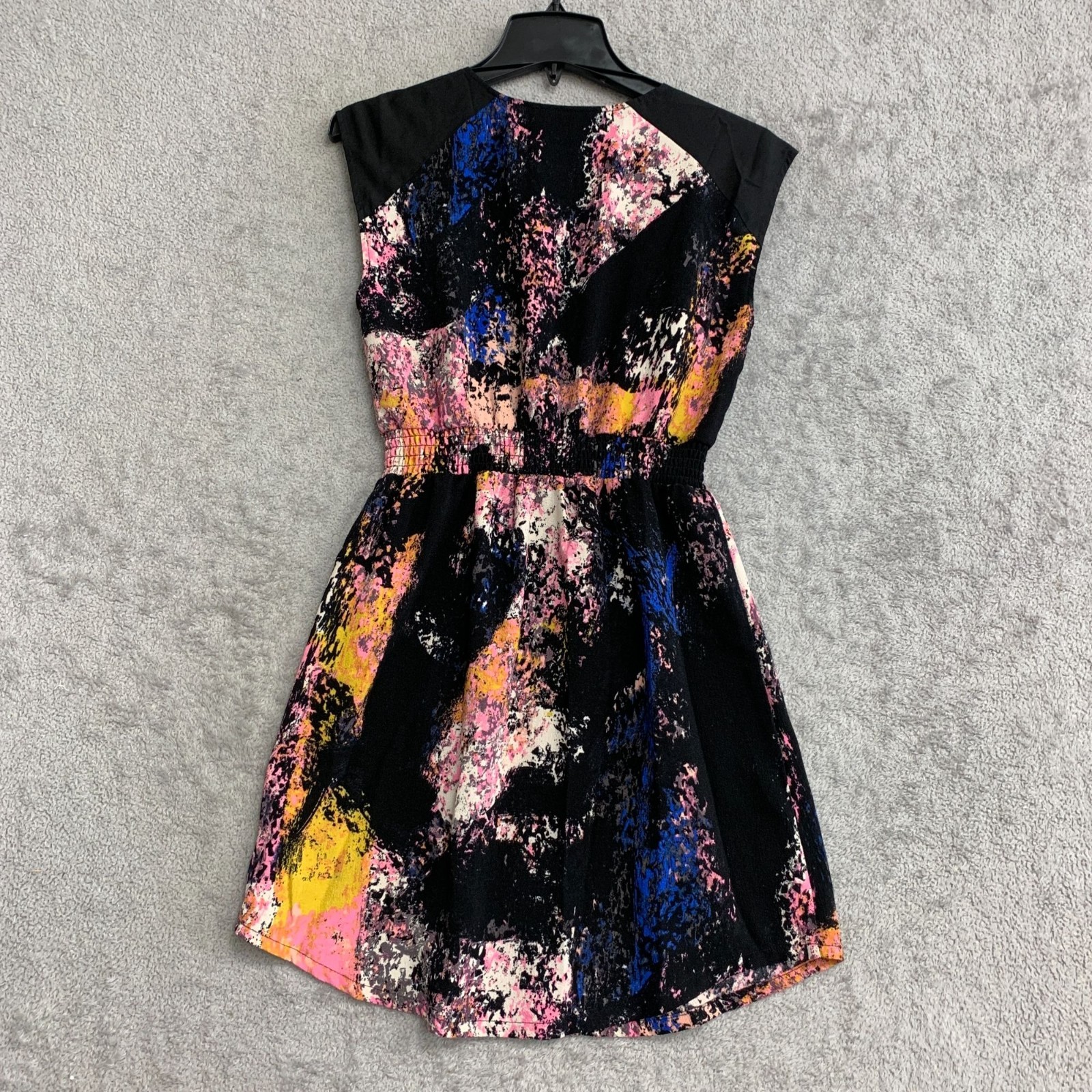 Bar III Women’s S Abstract Print Sleeveless Mini Shirt Dress Multicolor P0051