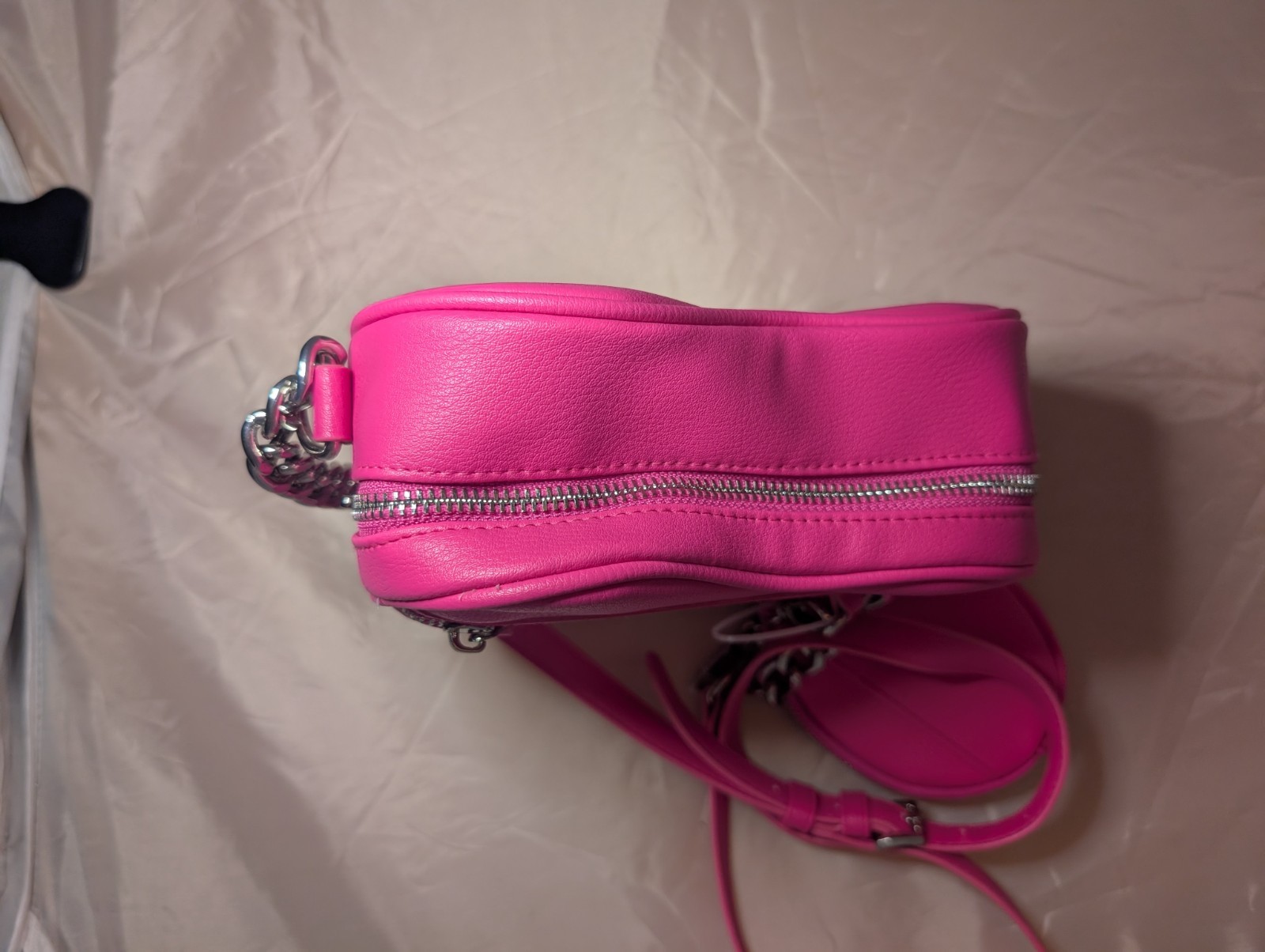 Madden Girl Pink Heart Crossbody Purse w/ Rhinestone Coin Pouch EUC