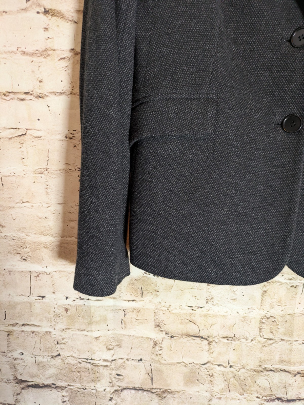 Talbots Tweed Blazer 10 In Charcoal Grey Two Button Heavyweight Office Career