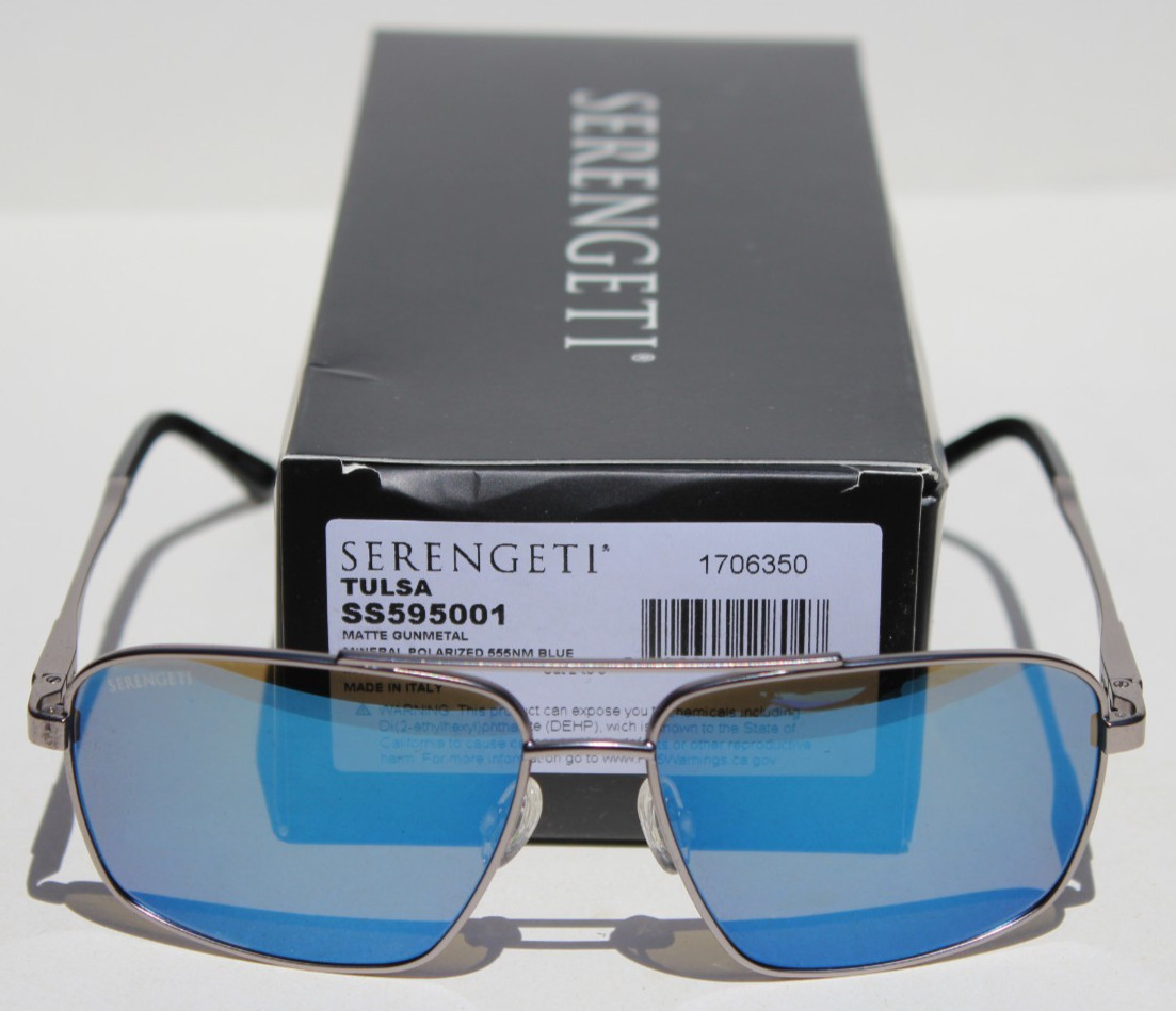 SERENGETI Tulsa POLARIZED Sunglasses Gunmetal/Mineral 555nm Blue SS595001 Italy