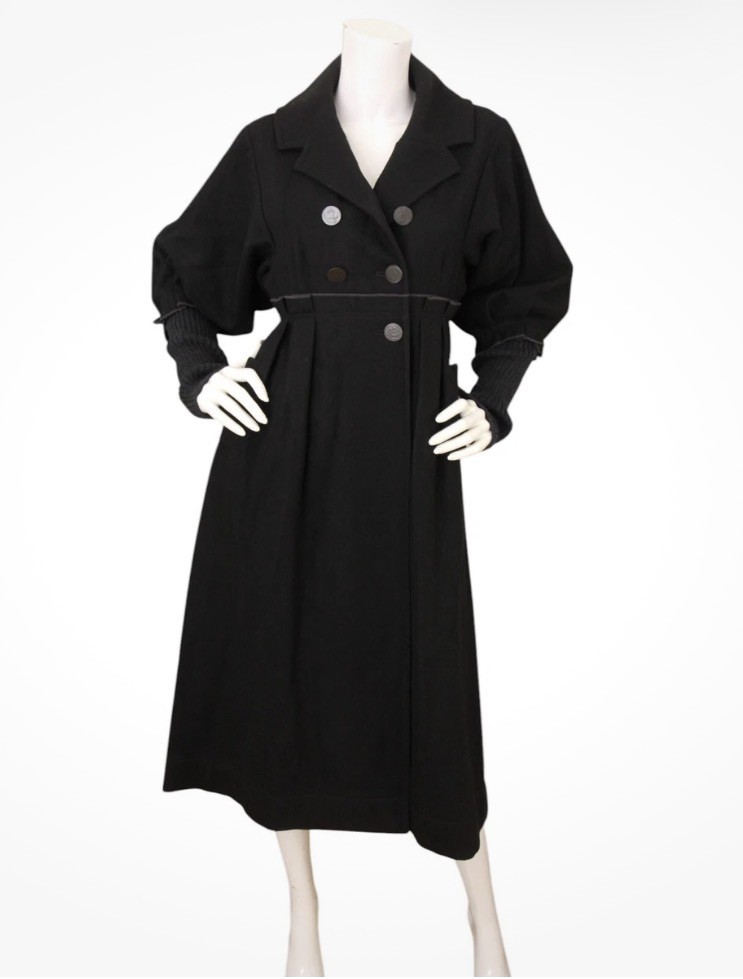Cop Copine Vintage y2K Coat 38 Black Wool Puff Sleeve Long Goth Steampunk 90’s