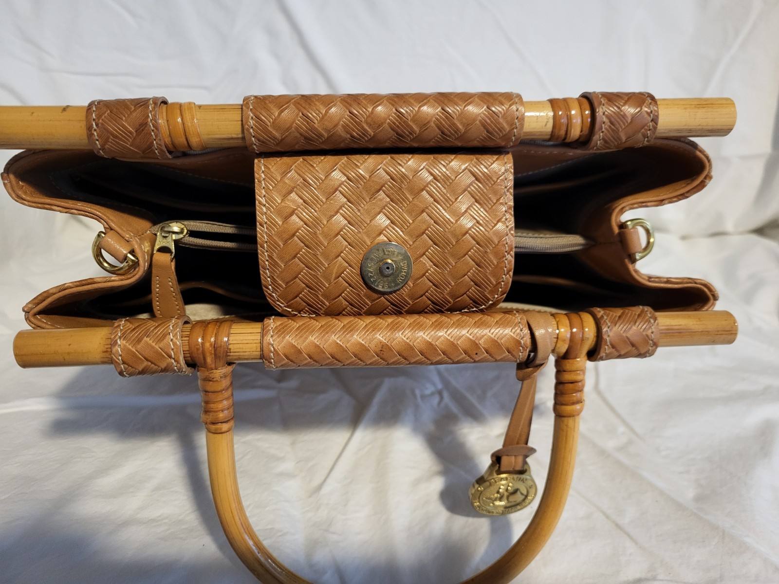 Brahmin Ceclia Embroidered / Woven Satchel Purse Copa Cabana Collection 1990s