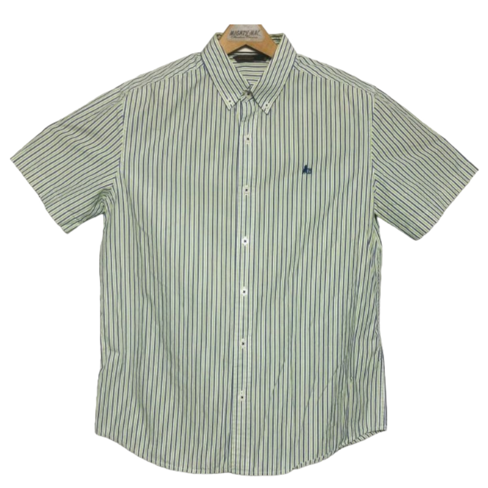 Carte Blanche White w/ Blue & Green Stripes S/S Ctn Btn Down Mens Size Small S