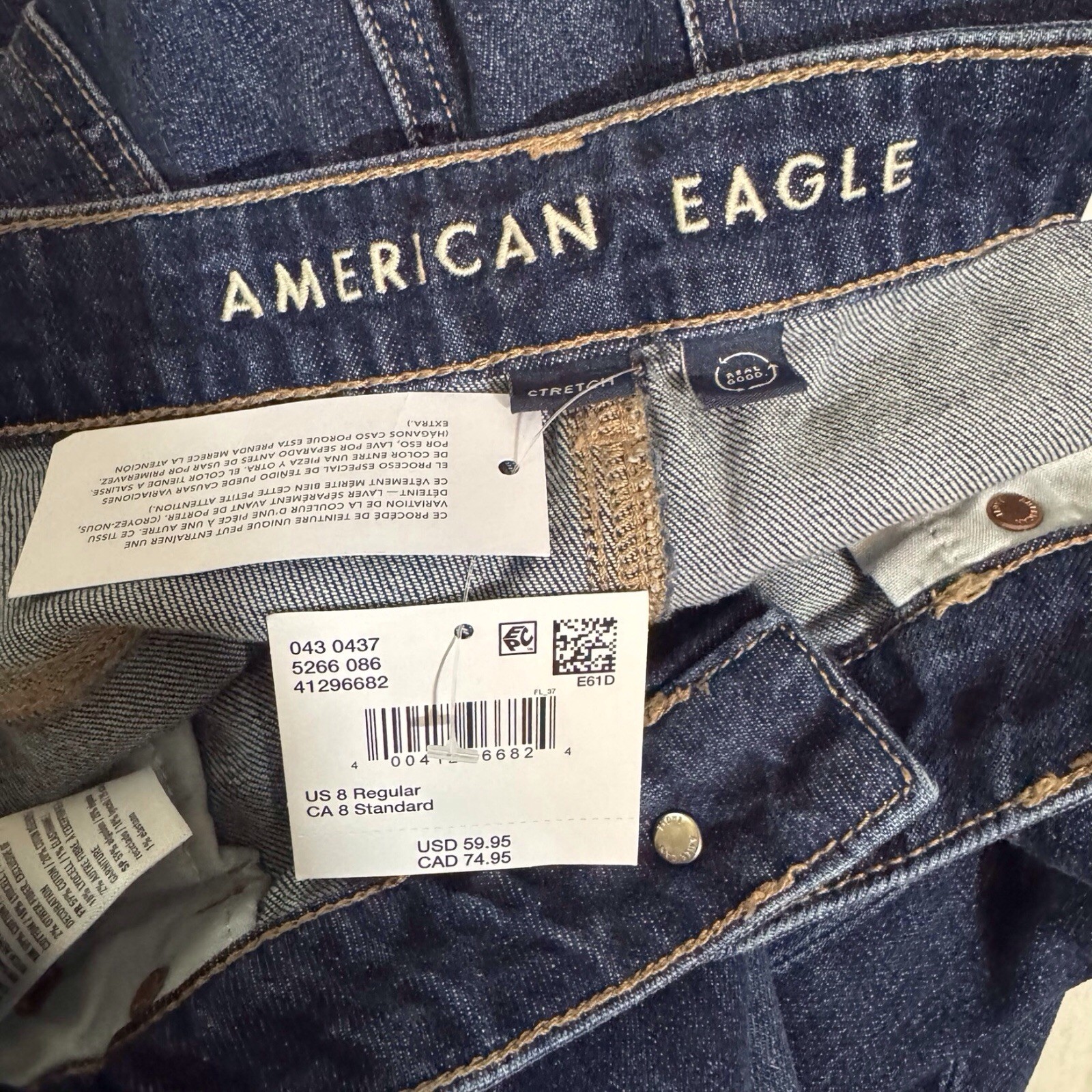 American Eagle NWT SZ 8/29 Dreamy Drape Low Rise Baggy Wide Leg Jeans Dark Wash