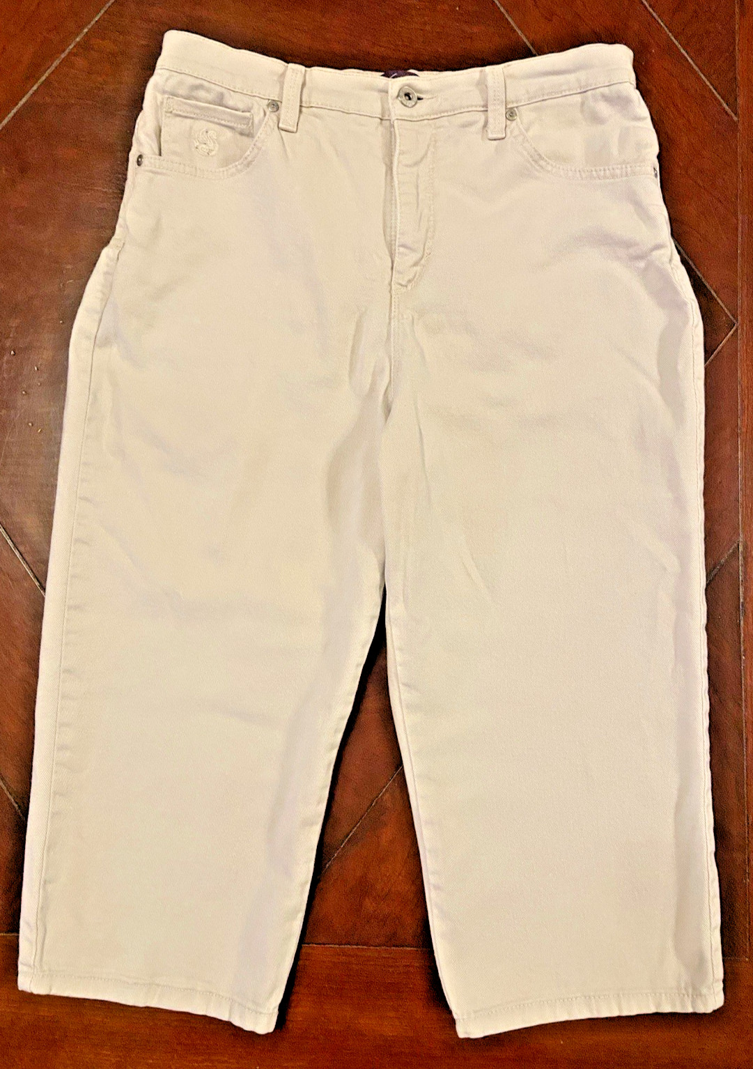Gloria Vanderbuilt Amanda Capri Pant Size 10 Designer Ivory Color 5 Pocket