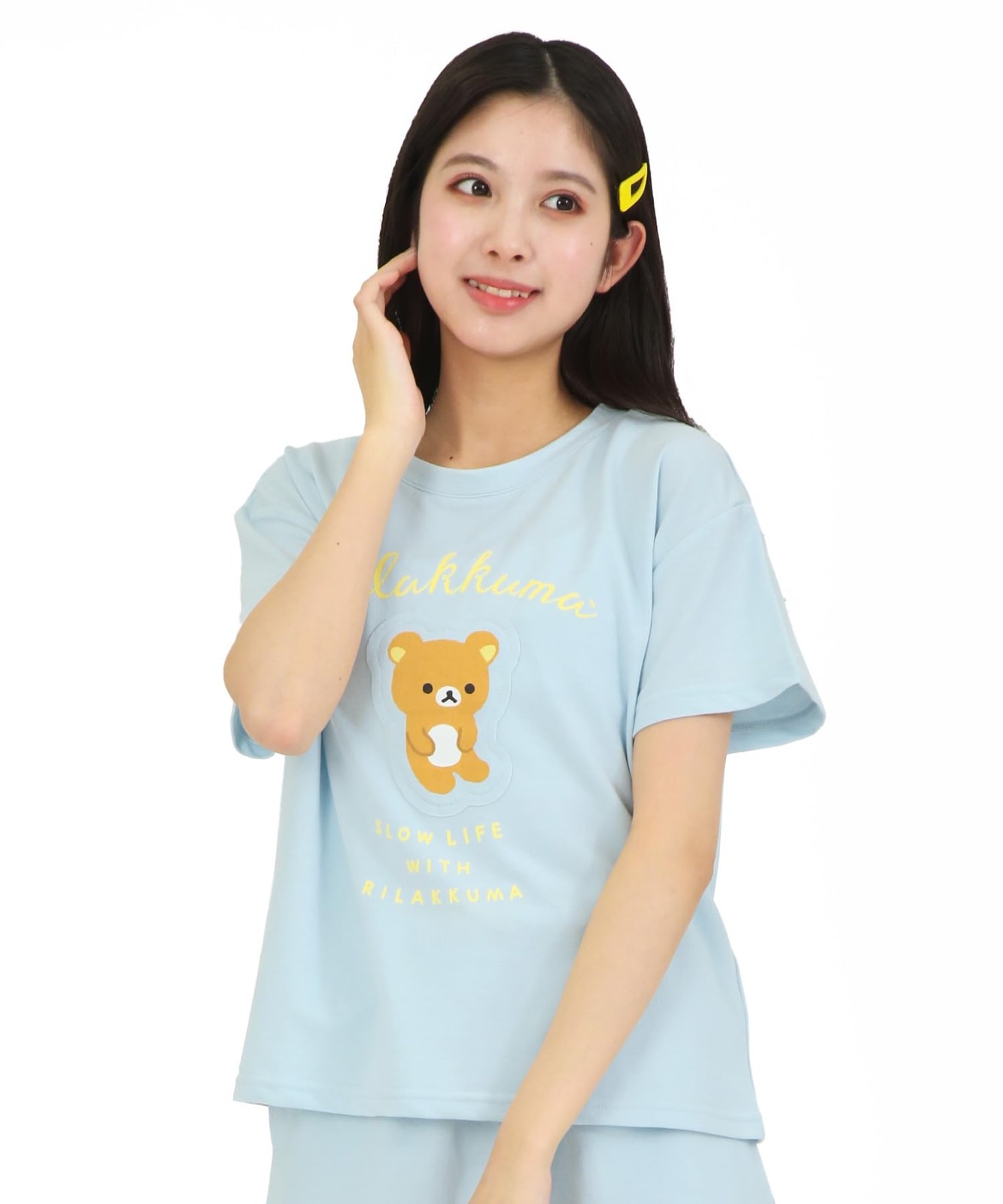SAZAC Rilakkuma Loungewear, U-Neck, Short Sleeve Shorts (Blue/M)
