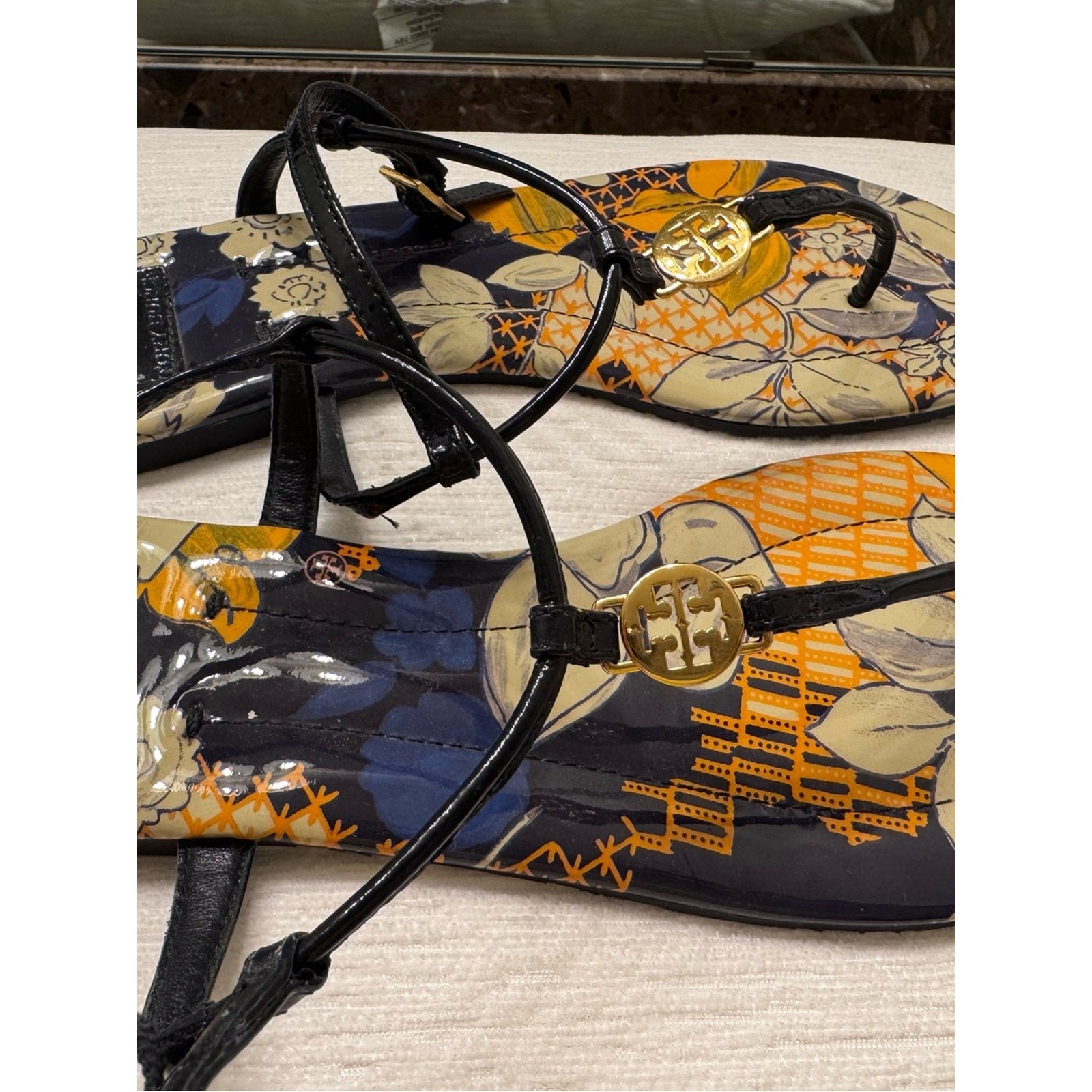 Limited edition Tory Burch Printed Miller-Style T-Strap Sandals
