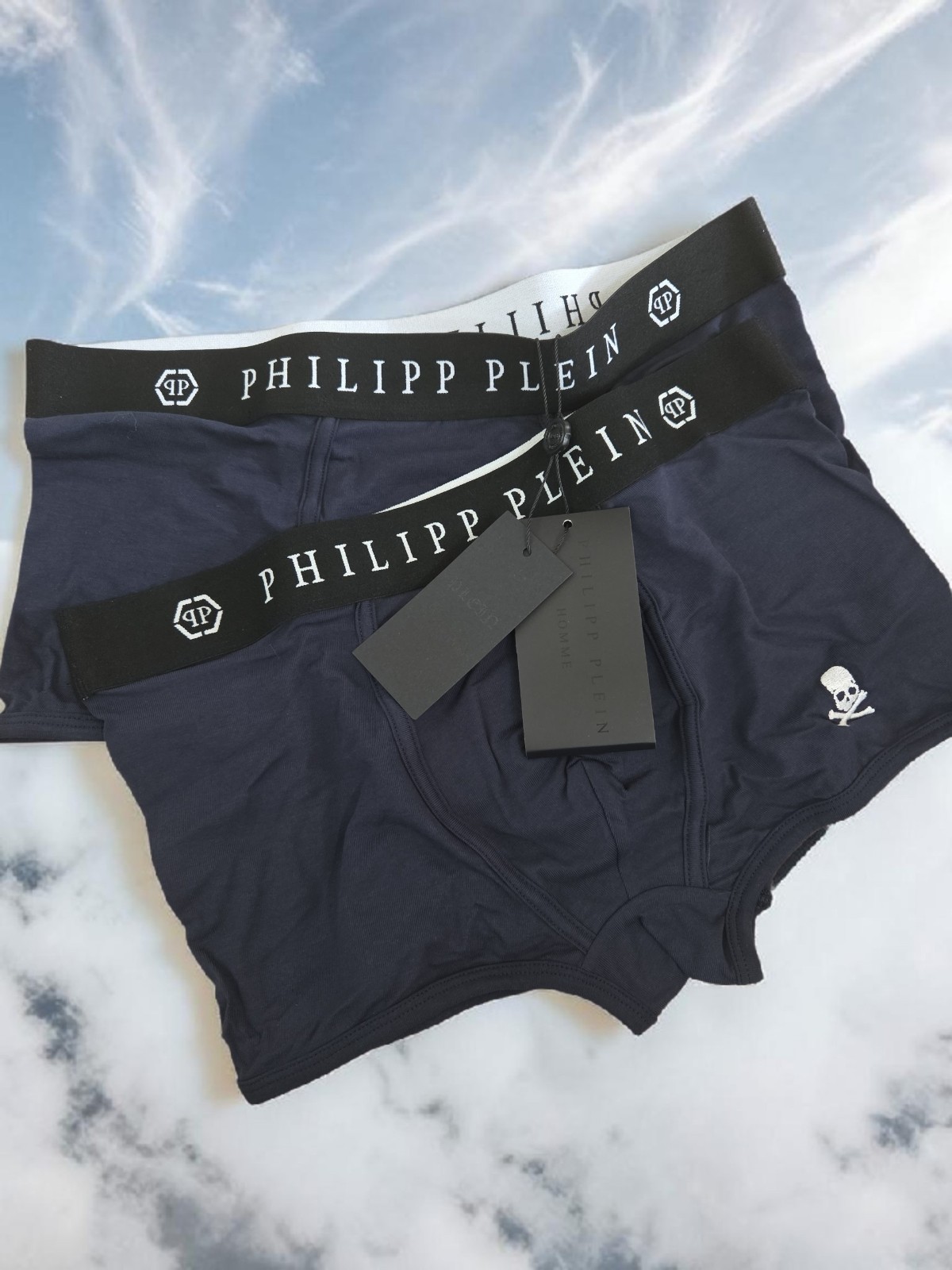 Philipp Plein 2 boxers designer solid navy underwear Men L