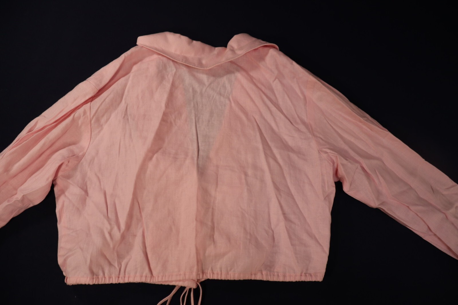 Open Edit Pink Cropped Button-Up Blouse with Drawtie New WT